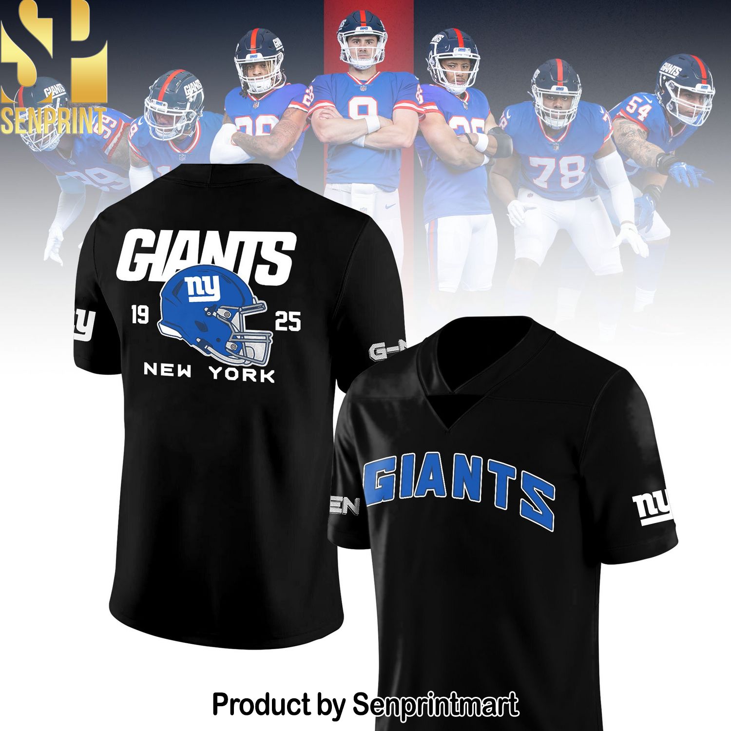 New York Giants Jersey Custum Name And Number Football All Over Print Shirt