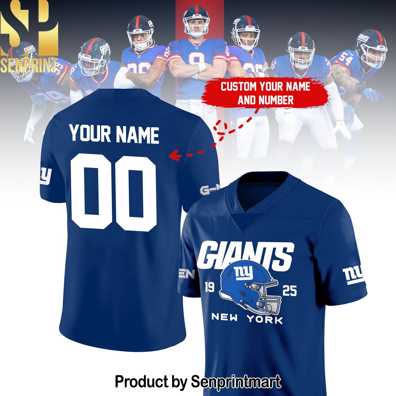 New York Giants Jersey Custum Name And Number Football Shirt