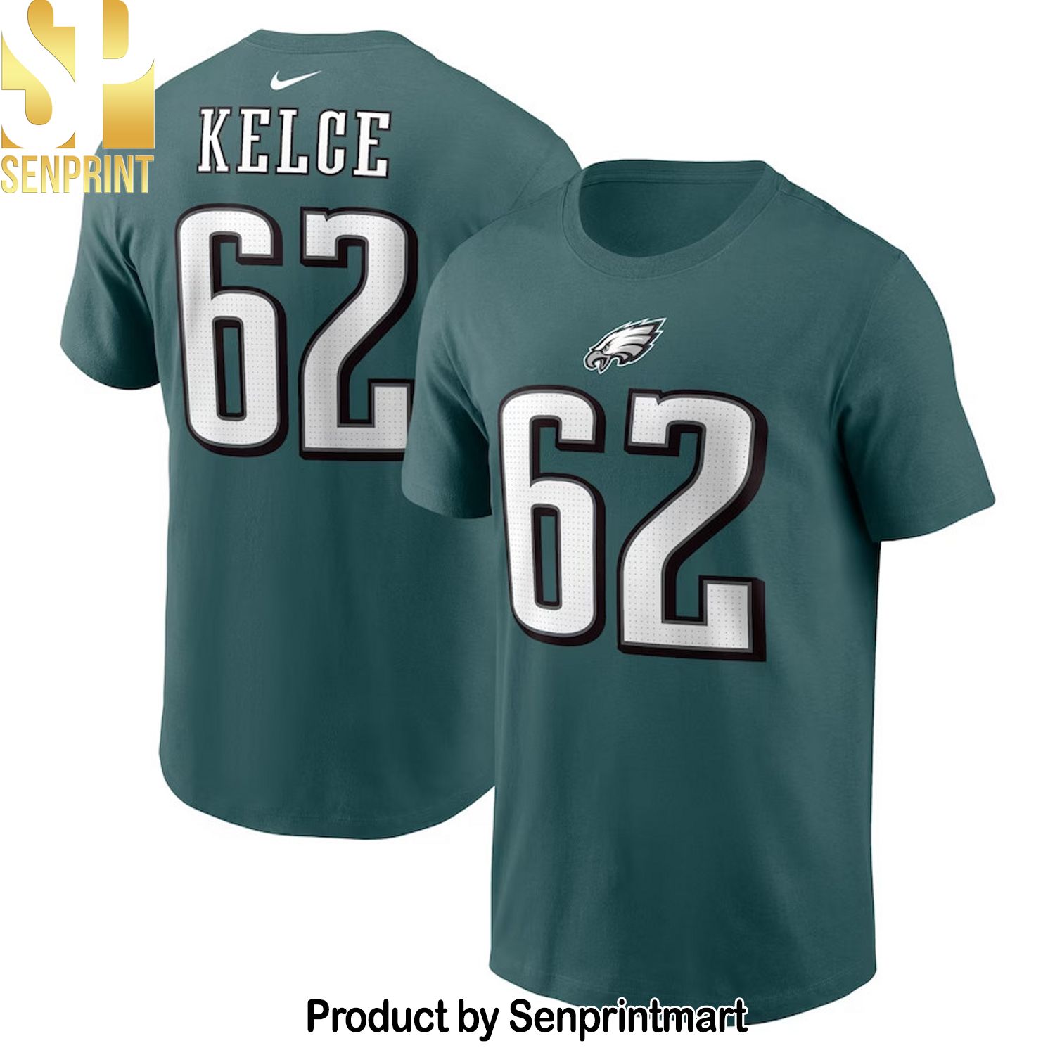 Philadelphia Eagles Jason Kelce Midnight Green Player Name and Number Shirt
