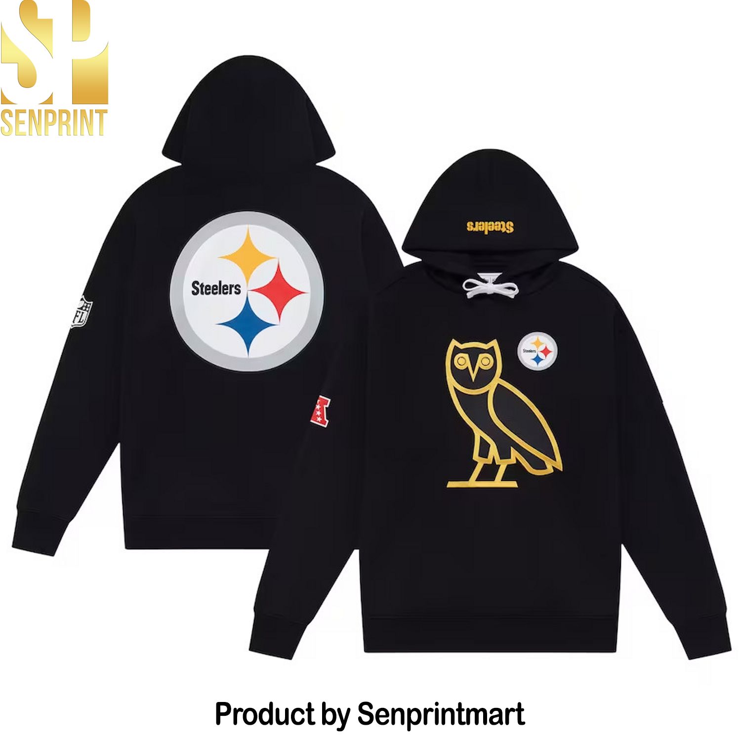 Pittsburgh Steelers OVO x NFL Black OG Owl T-Shirt