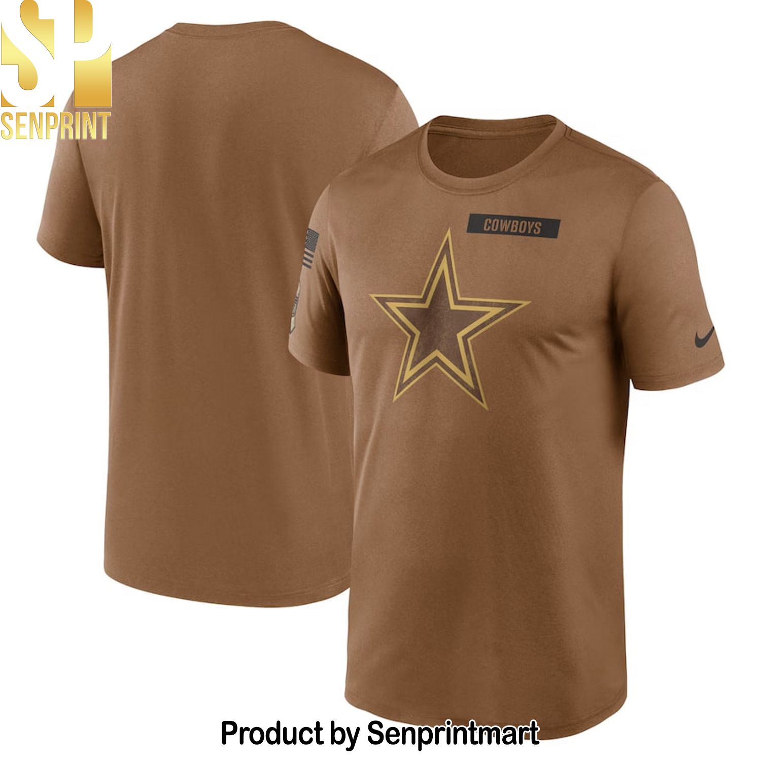 Dallas Cowboys Brown 2023 Salute To Service Legend Performance T-Shirt