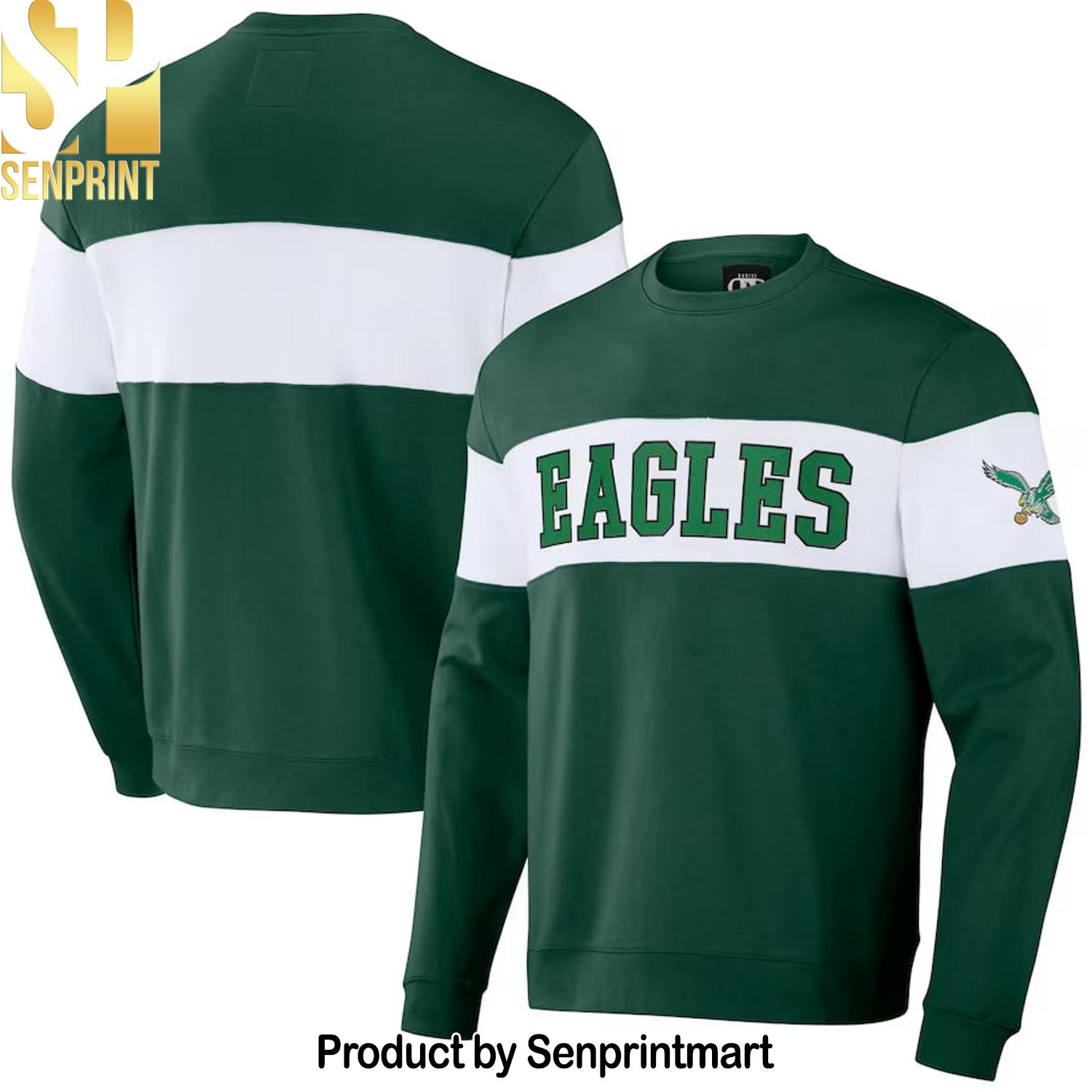 Philadelphia Eagles NFL x Darius Rucker Collection Kelly Green Team Color and White Pullover Sweatshirt