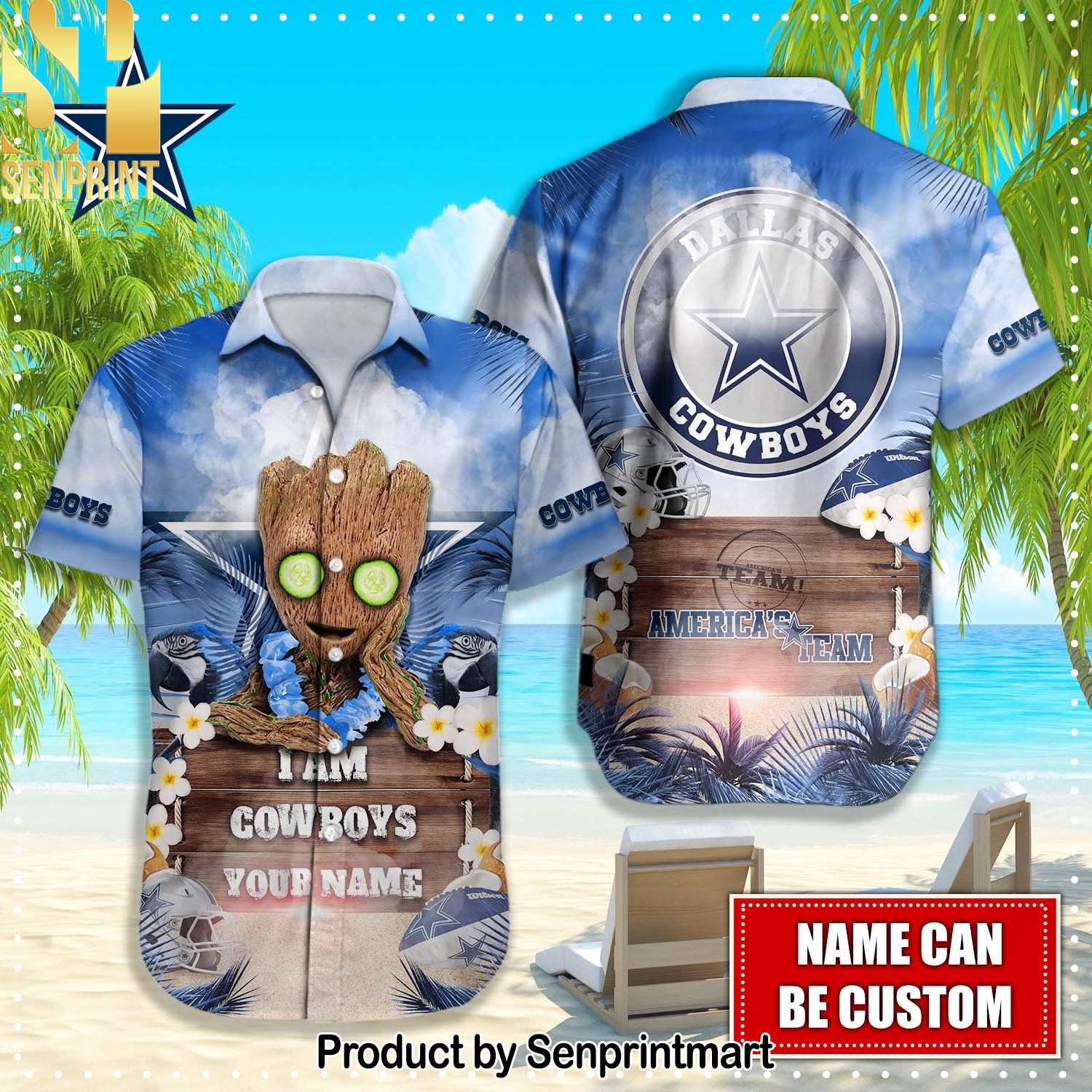 Dallas Cowboys NFL Cool Version Full Print Hawaiian Shirt and Shorts