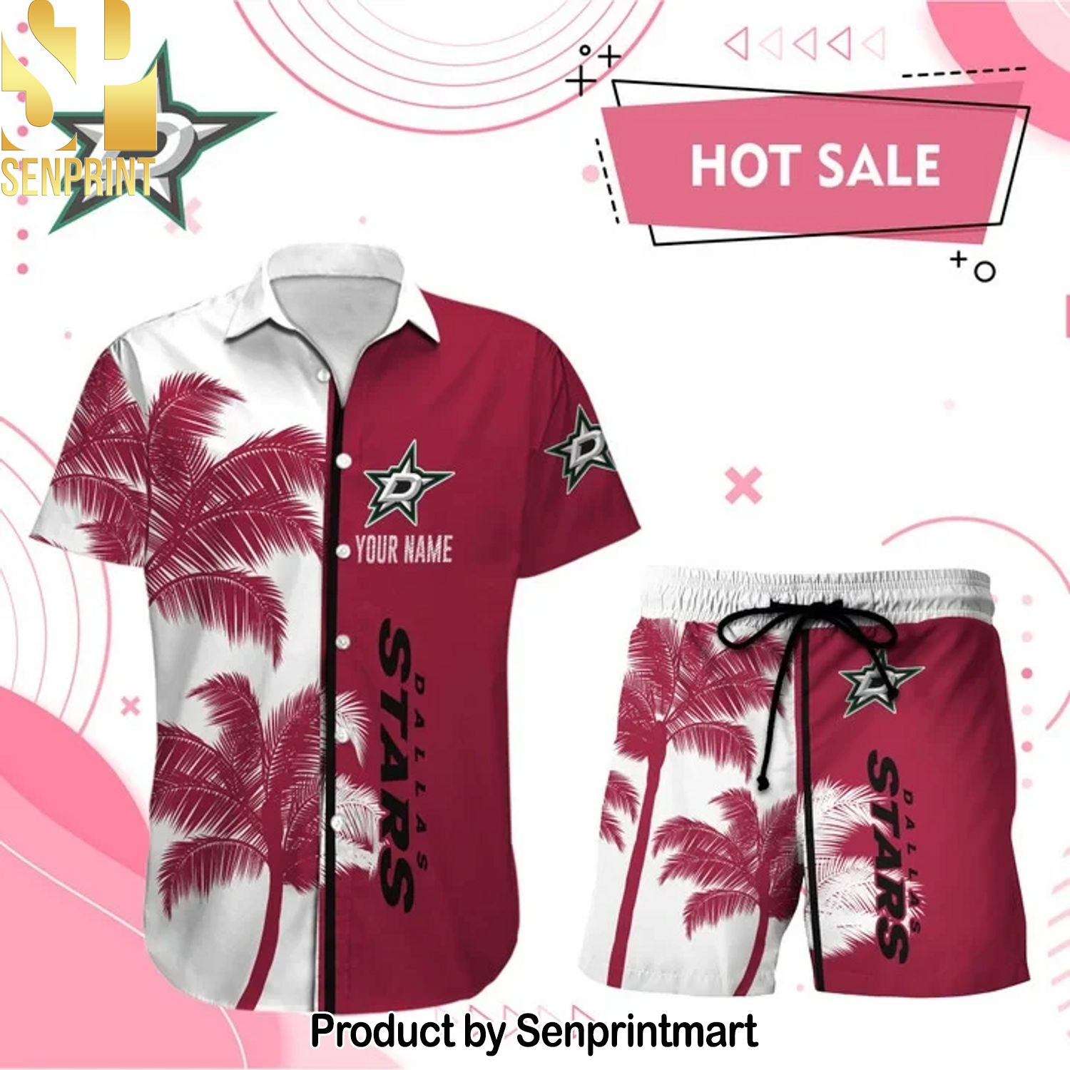 DALLAS STARS NHL Casual Full Print Hawaiian Shirt and Shorts