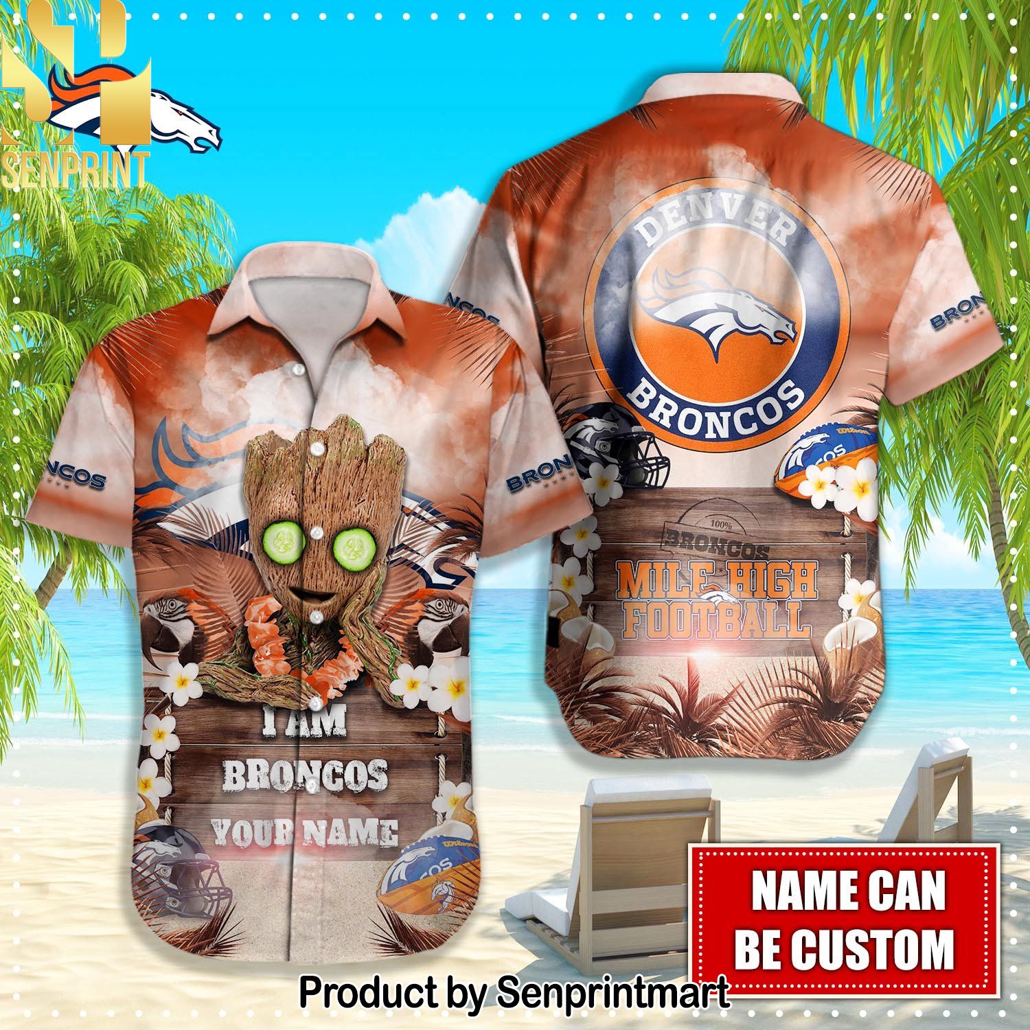 Denver Broncos NFL Combo Full Printing Hawaiian Shirt and Shorts