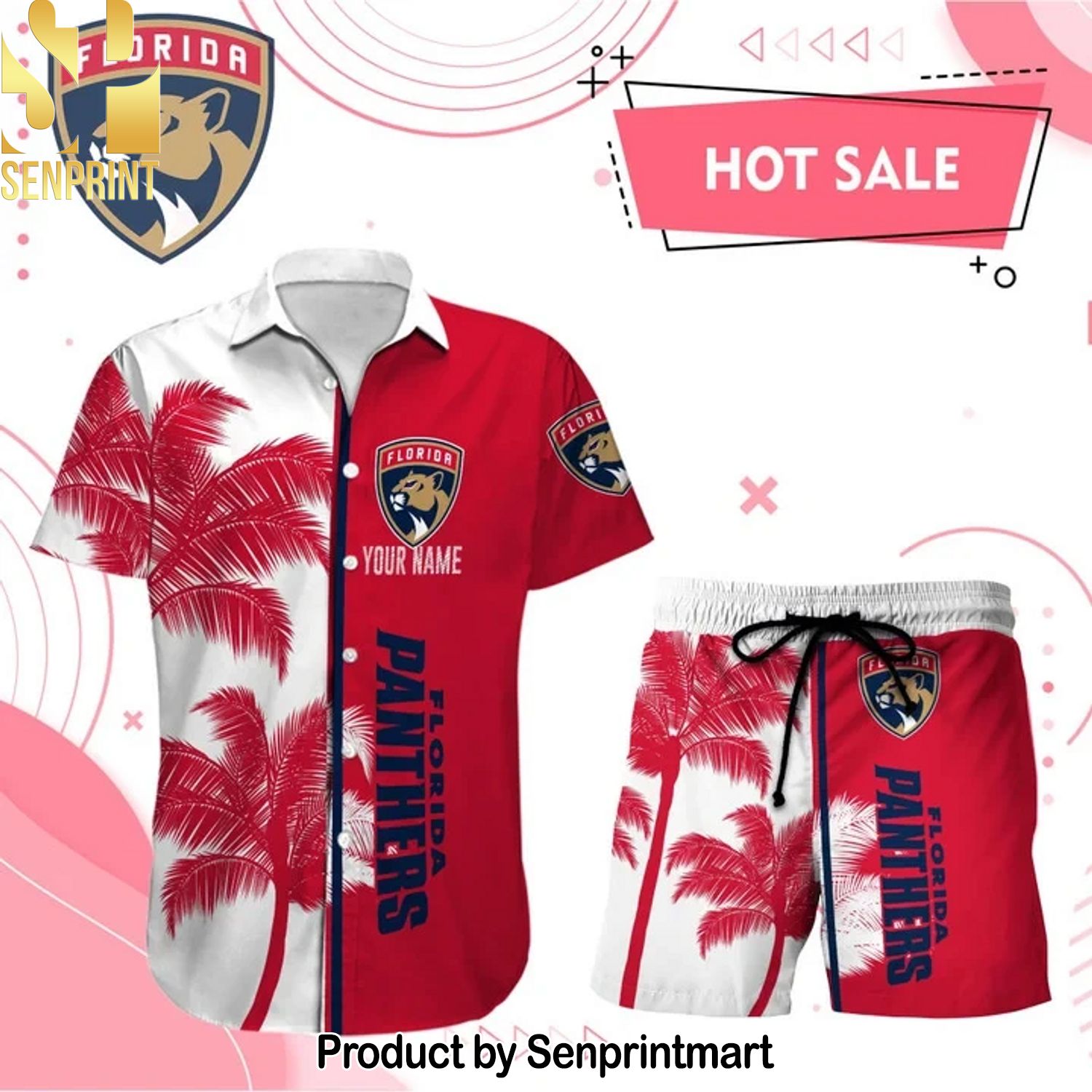 FLORIDA PANTHERS NHL Casual Full Printing Hawaiian Shirt and Shorts