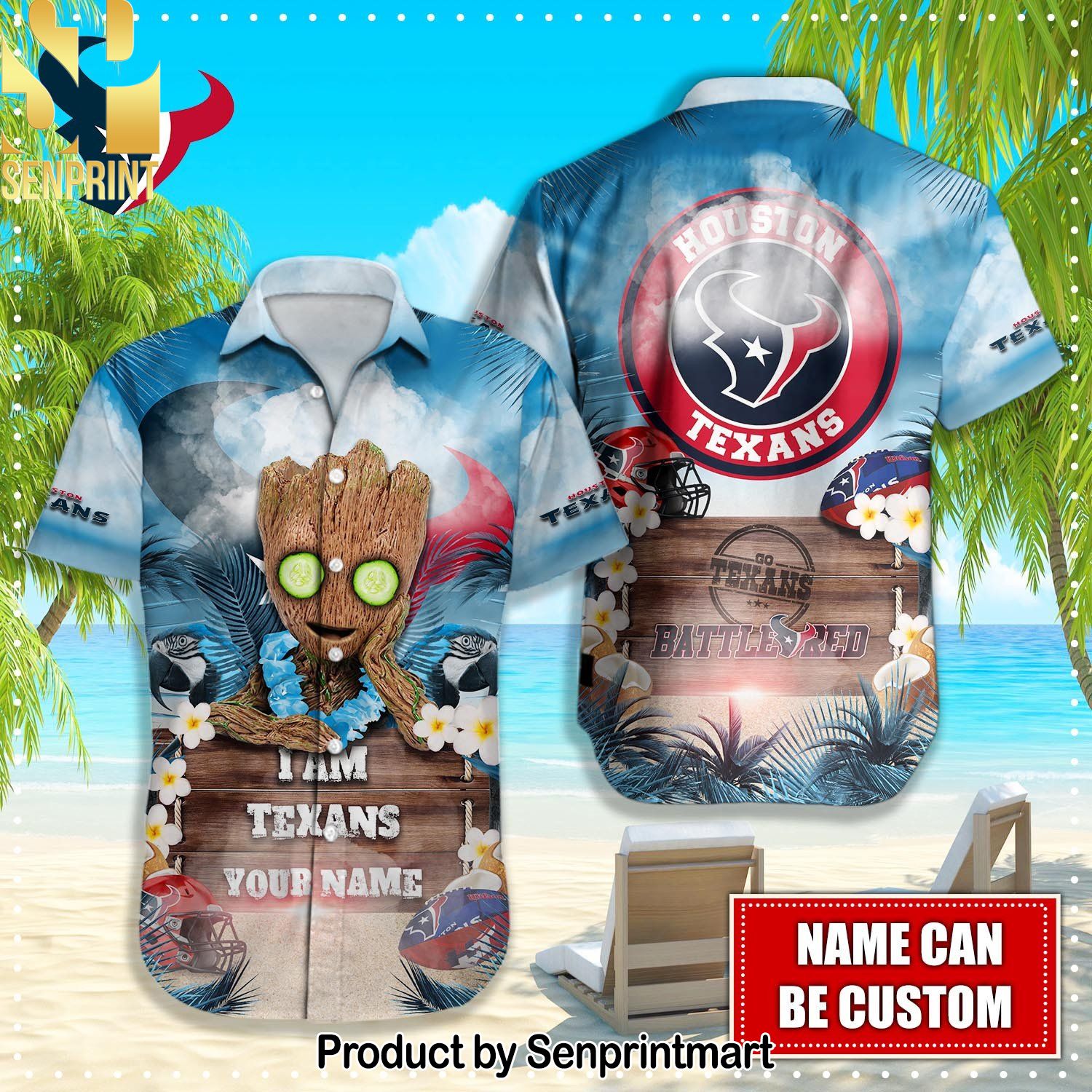 Houston Texans NFL 3D Full Printing Hawaiian Shirt and Shorts