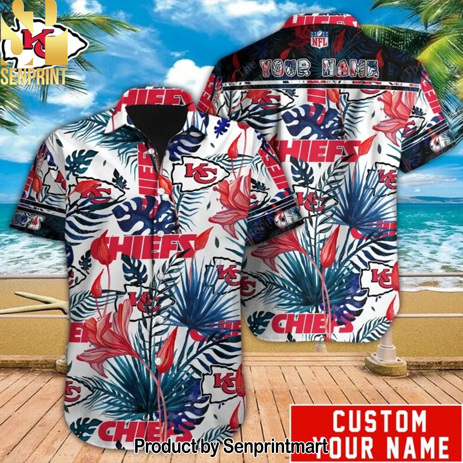 KANSAS CITY CHIEFS NFL 3D All Over Print Hawaiian Shirt and Shorts