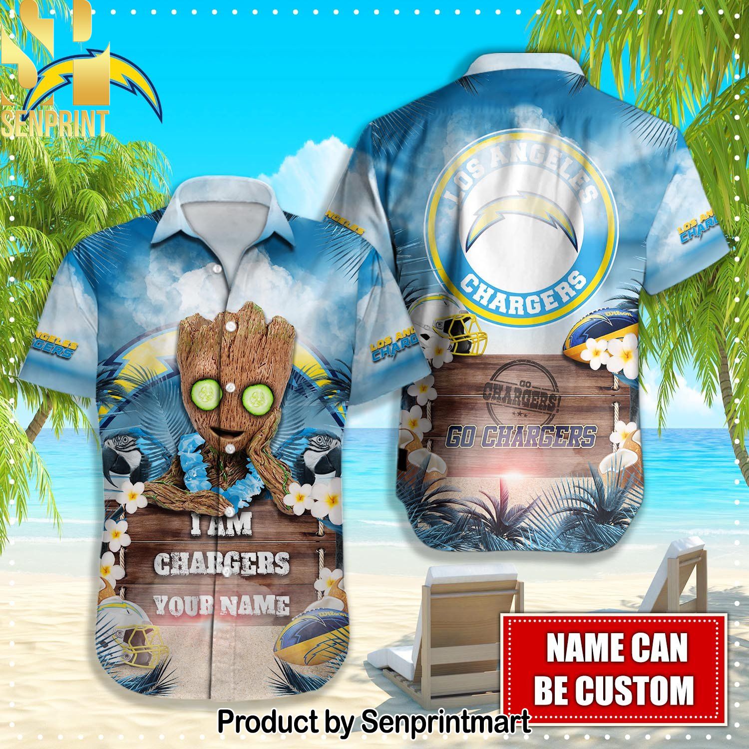 Los Angeles Chargers NFL Classic Hawaiian Shirt and Shorts