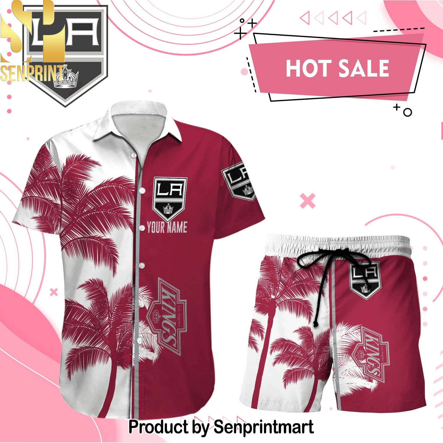 LOS ANGELES KINGS NHL Gift Ideas Full Print Hawaiian Shirt and Shorts
