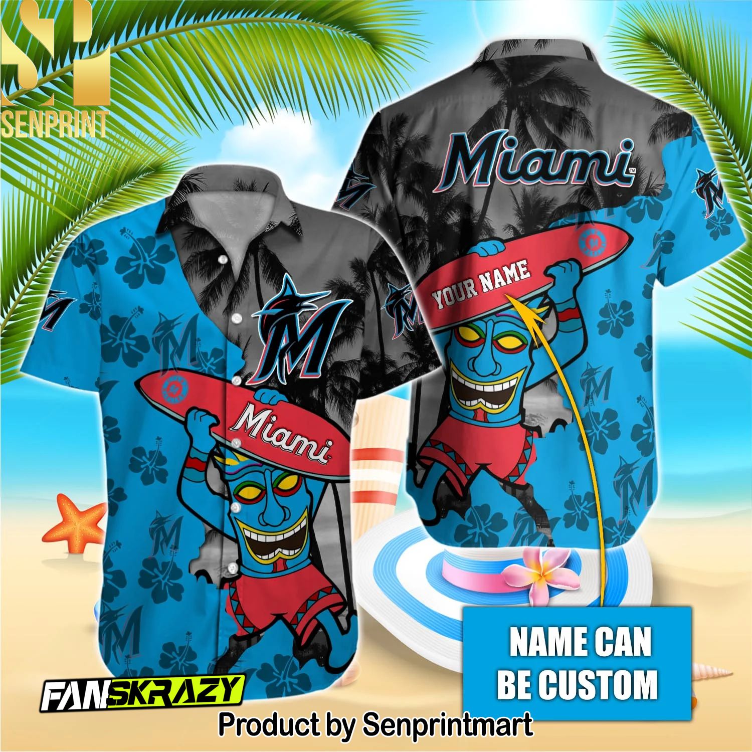 Miami Marlins MLB All Over Printed 3D Hawaiian Shirt and Shorts