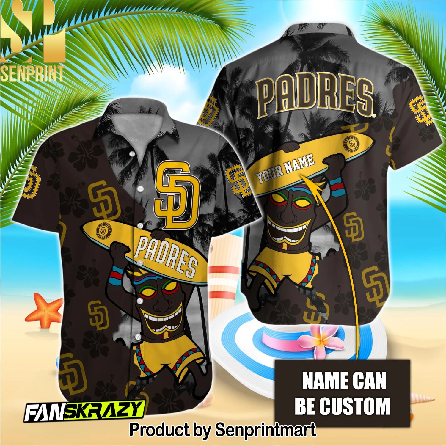 San Diego Padres MLB Classic Full Print Hawaiian Shirt and Shorts
