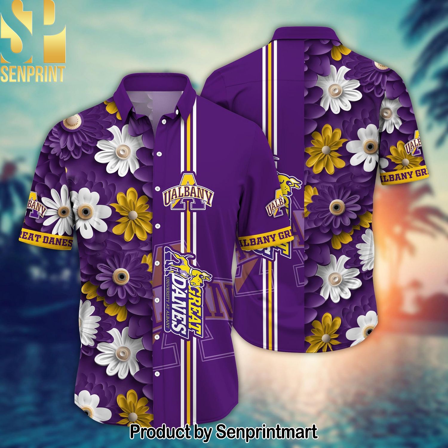Albany Great Danes NCAA Flower Pattern Full Printing Hawaiian Shirt and Shorts
