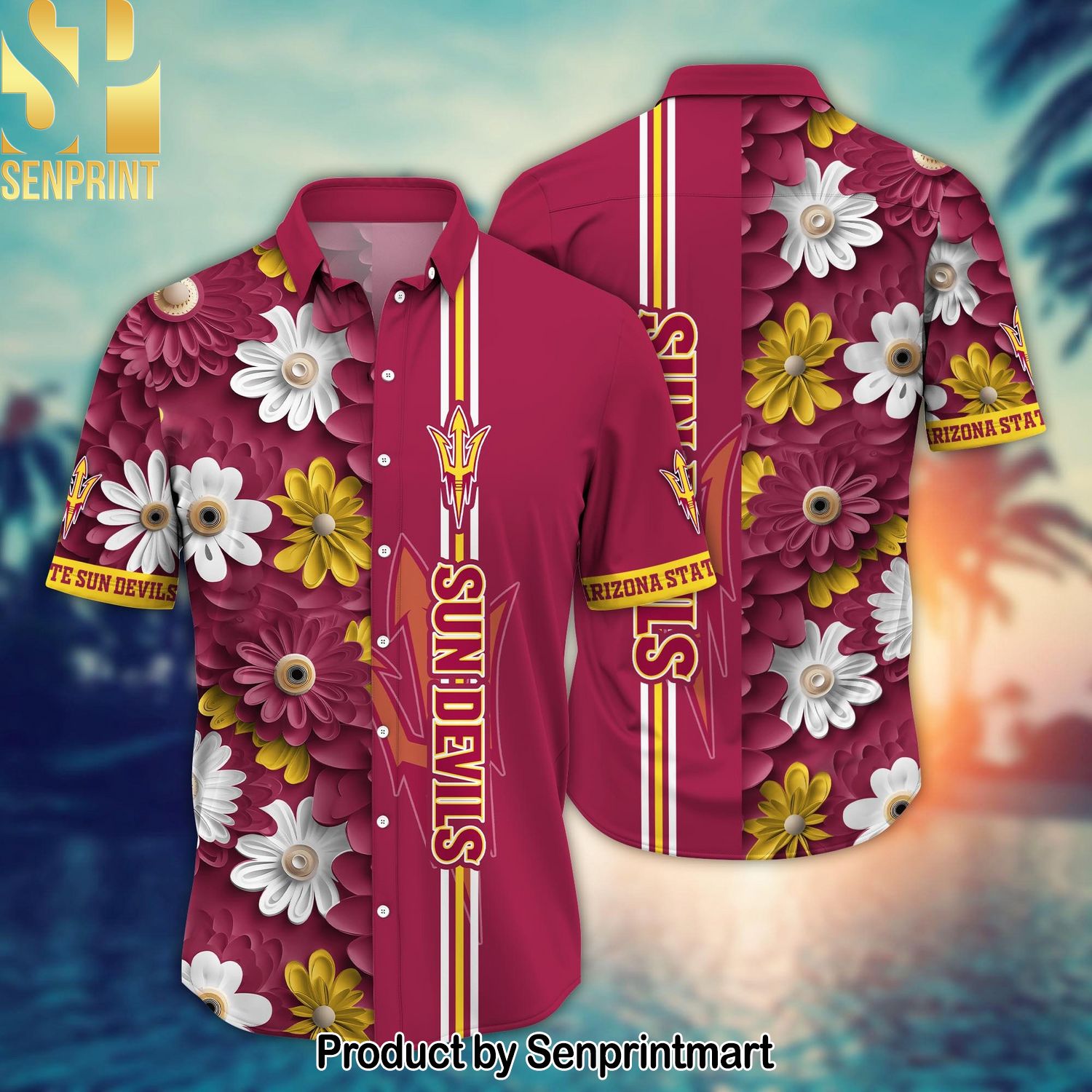 Arizona State Sun Devils NCAA Flower Casual All Over Printed Hawaiian Shirt and Shorts