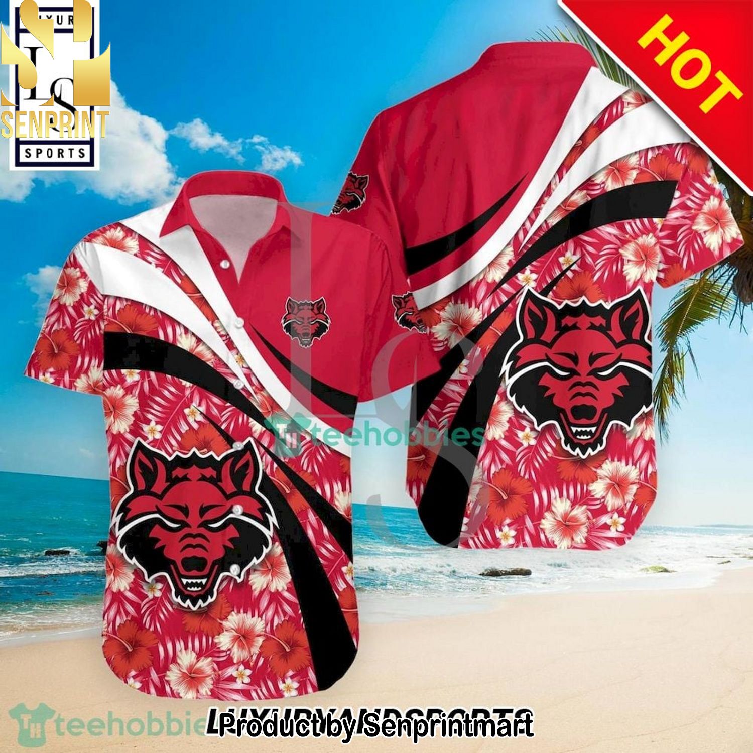Arkansas State Red Wolves NCAA Hibiscus Tropical Flower Unique All Over Printed Hawaiian Shirt and Shorts
