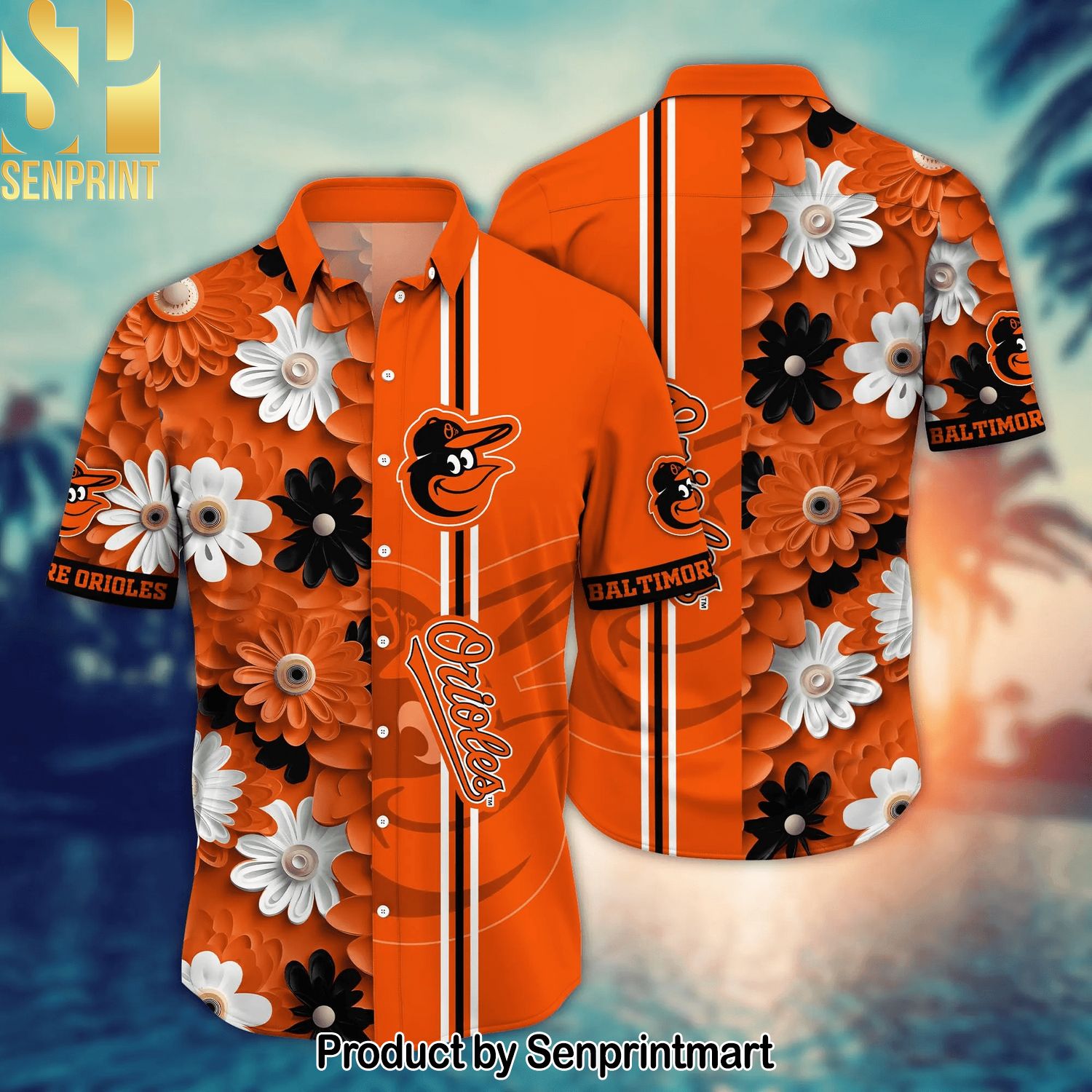 Baltimore Orioles MLB Flower Full Printed Unisex Hawaiian Shirt and Shorts