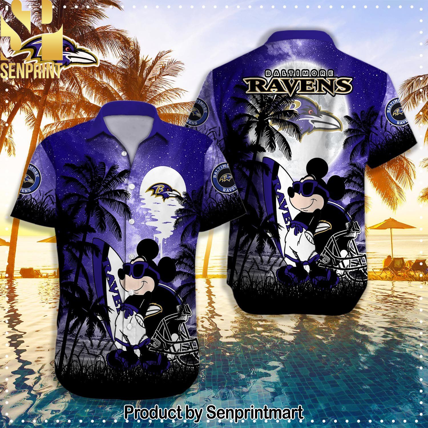 Baltimore Ravens NFL Street Style All Over Print Hawaiian Shirt and Shorts