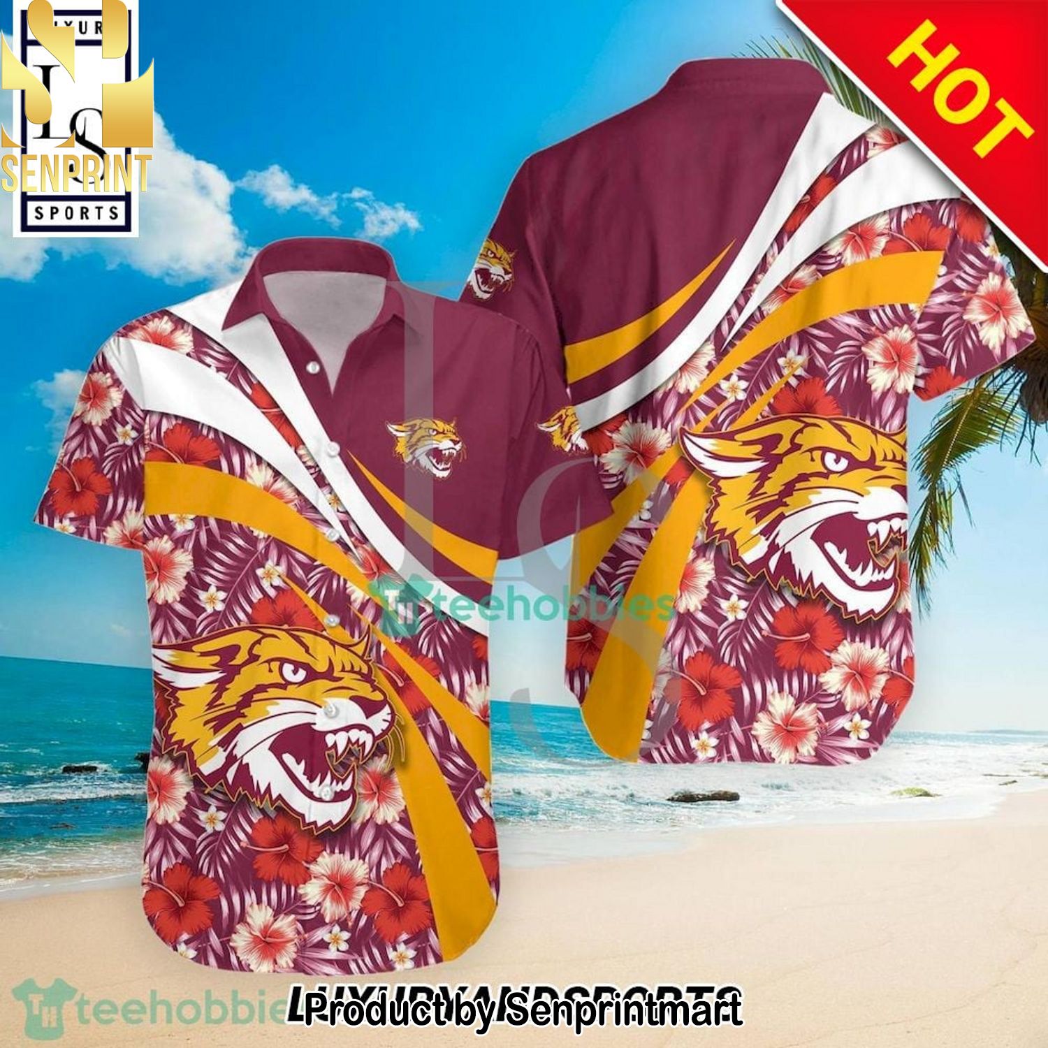 Bethune-Cookman Wildcats NCAA Hibiscus Tropical Flower Pattern 3D Hawaiian Shirt and Shorts