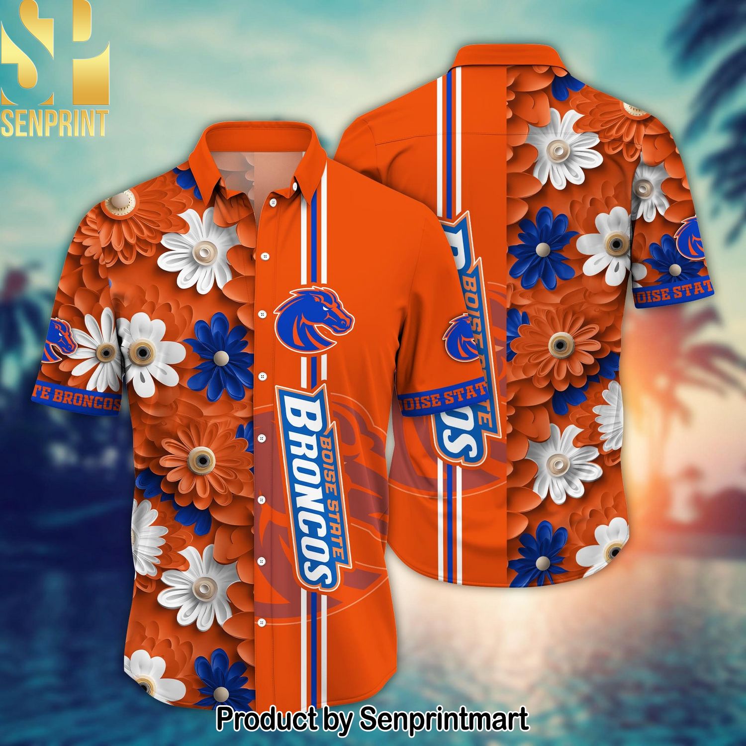 Boise State Broncos NCAA Flower Gift Ideas Full Printed Hawaiian Shirt and Shorts