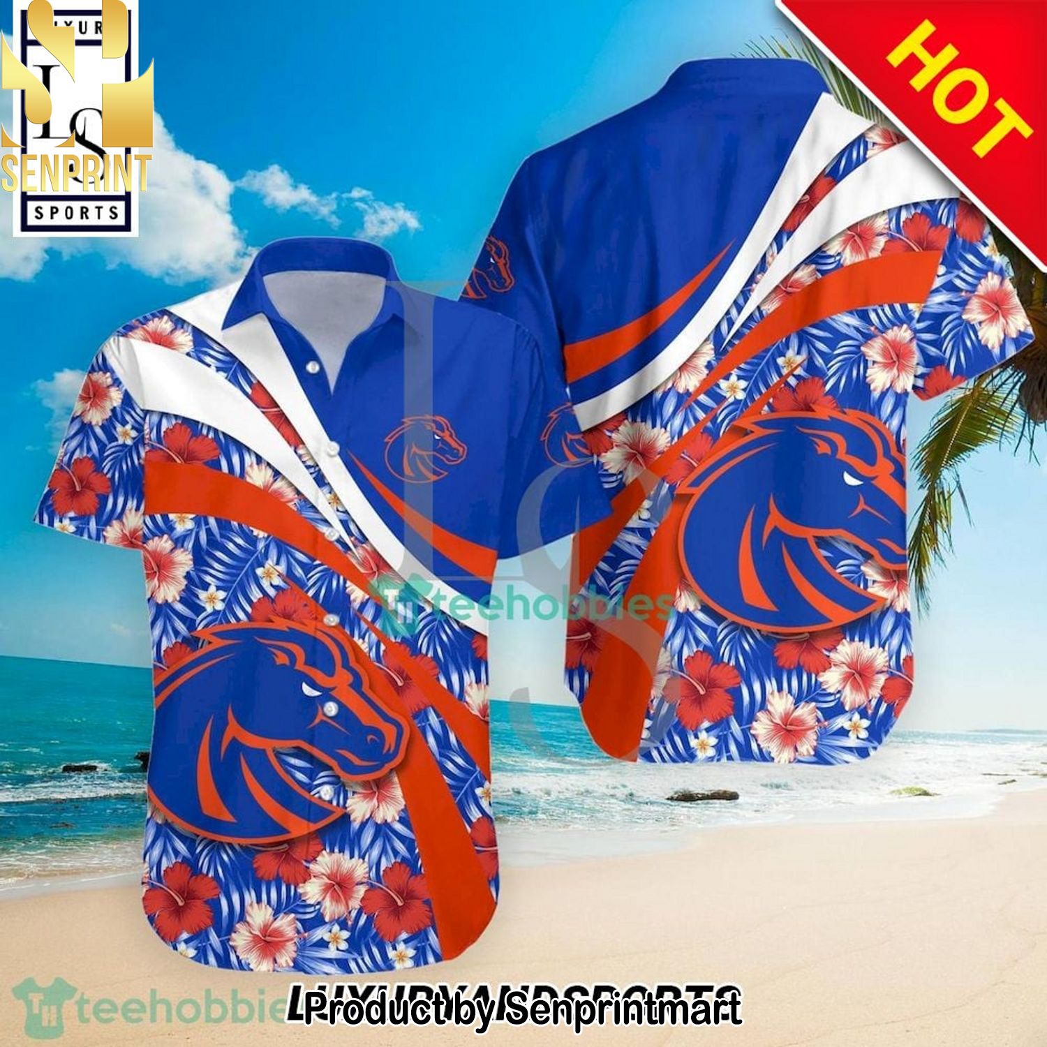 Boise State Broncos NCAA Hibiscus Tropical Flower Pattern All Over Print Hawaiian Shirt and Shorts