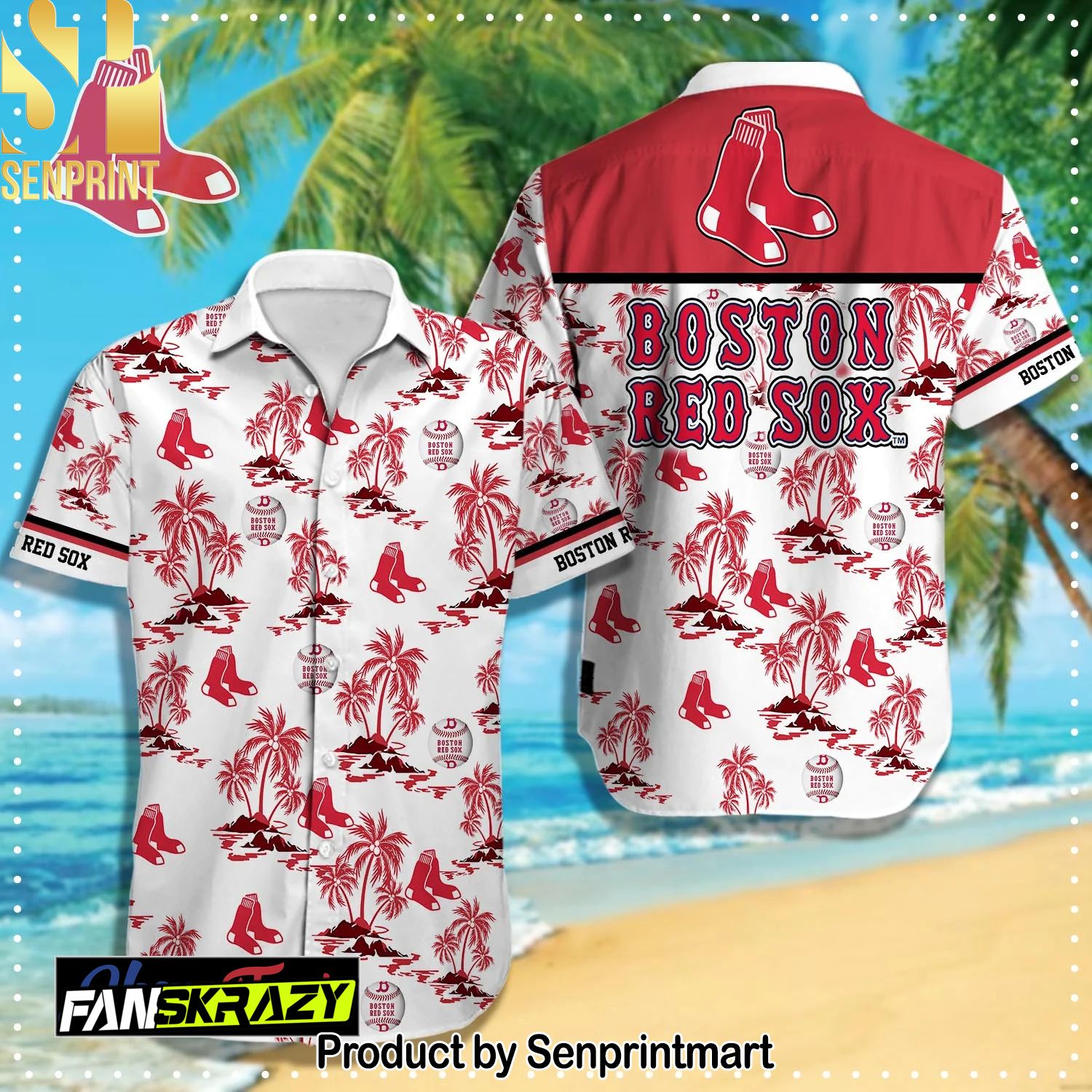 Boston Red Sox MLB All Over Print 3D Hawaiian Shirt and Shorts