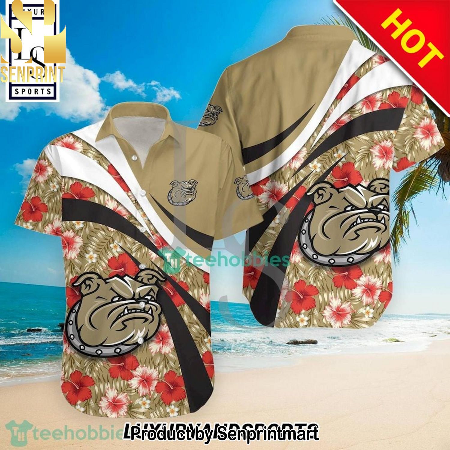 Bryant Bulldogs NCAA Hibiscus Tropical Flower For Fans Hawaiian Shirt and Shorts