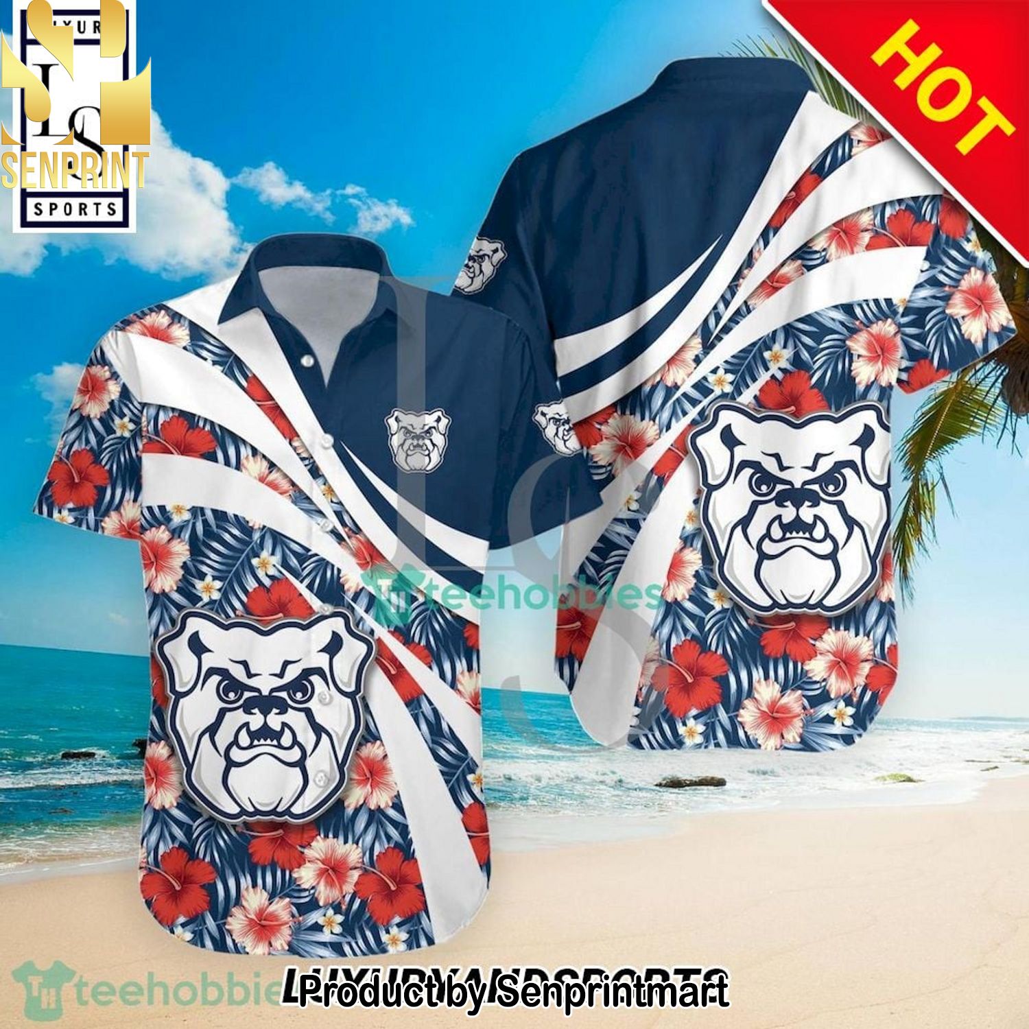 Butler Bulldogs NCAA Hibiscus Tropical Flower High Fashion Hawaiian Shirt and Shorts