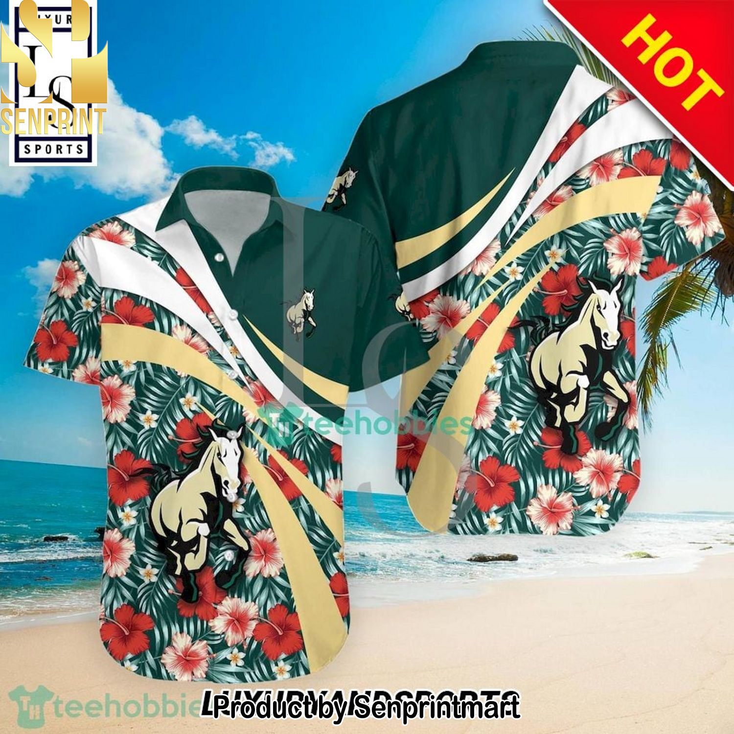 Cal Poly Mustangs NCAA Hibiscus Tropical Flower New Outfit Hawaiian Shirt and Shorts