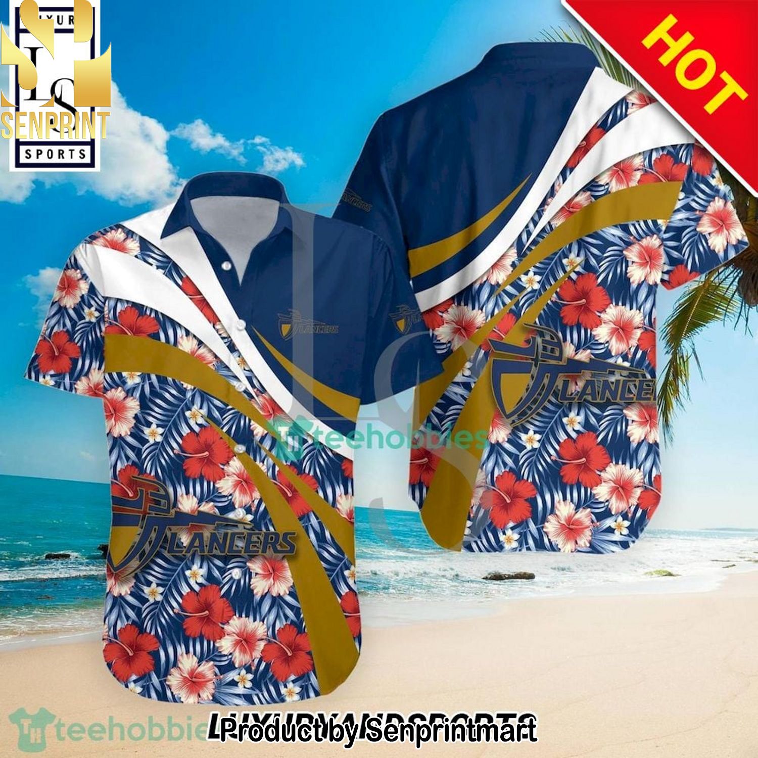 California Baptist Lancers NCAA Hibiscus Tropical Flower Hot Outfit Hawaiian Shirt and Shorts