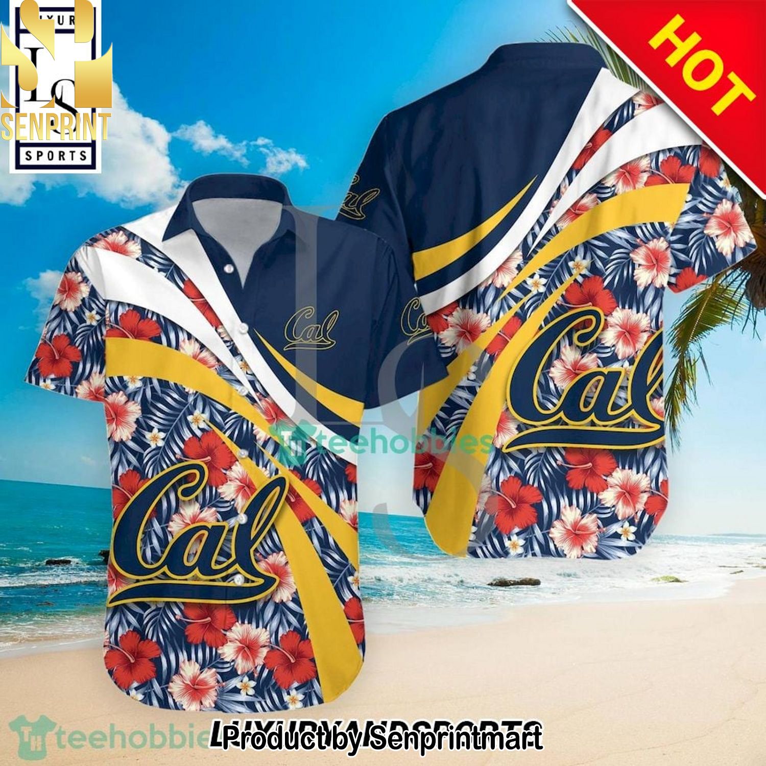 California Golden Bears NCAA Hibiscus Tropical Flower Hot Version Hawaiian Shirt and Shorts