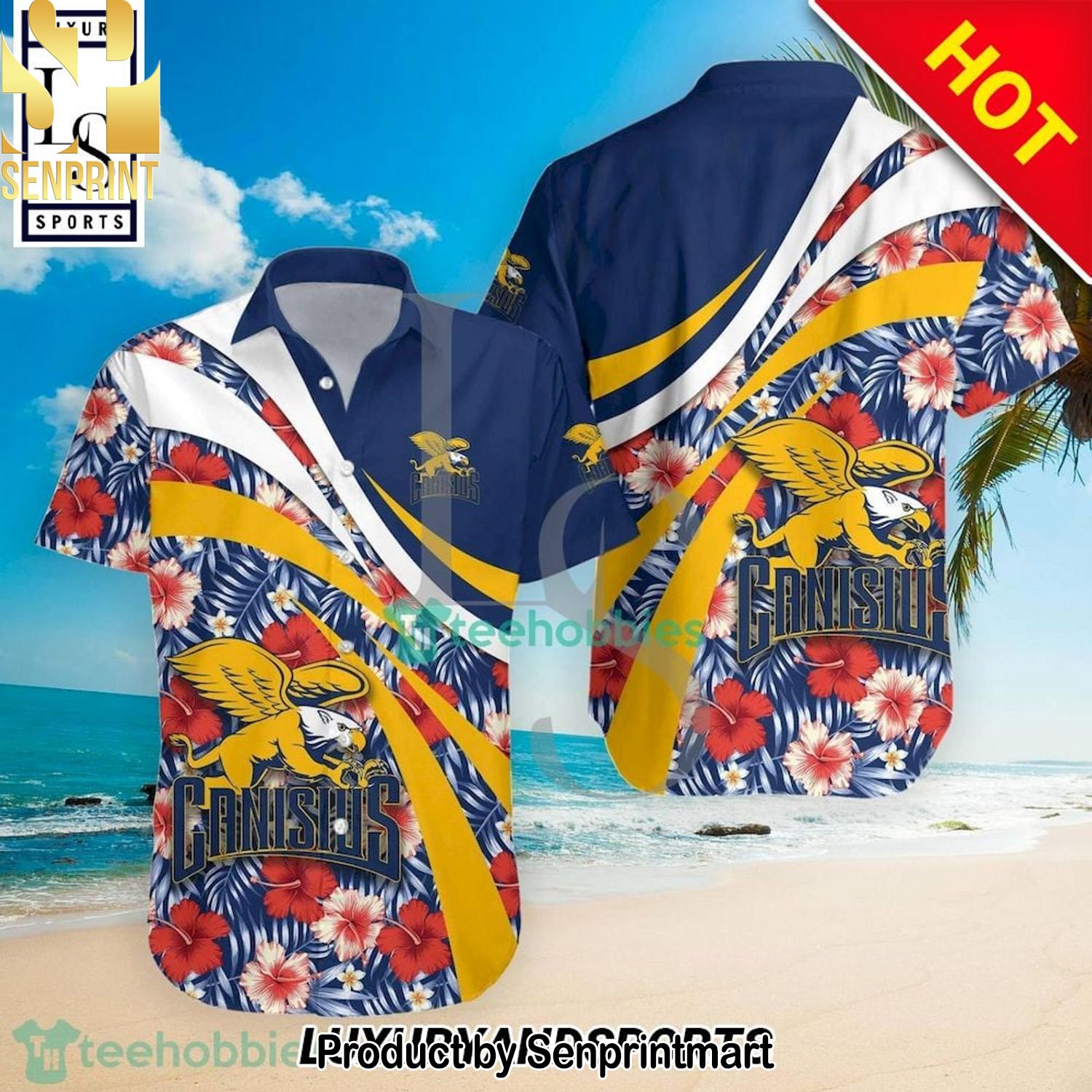 Canisius Golden Griffins NCAA Hibiscus Tropical Flower New Fashion Hawaiian Shirt and Shorts