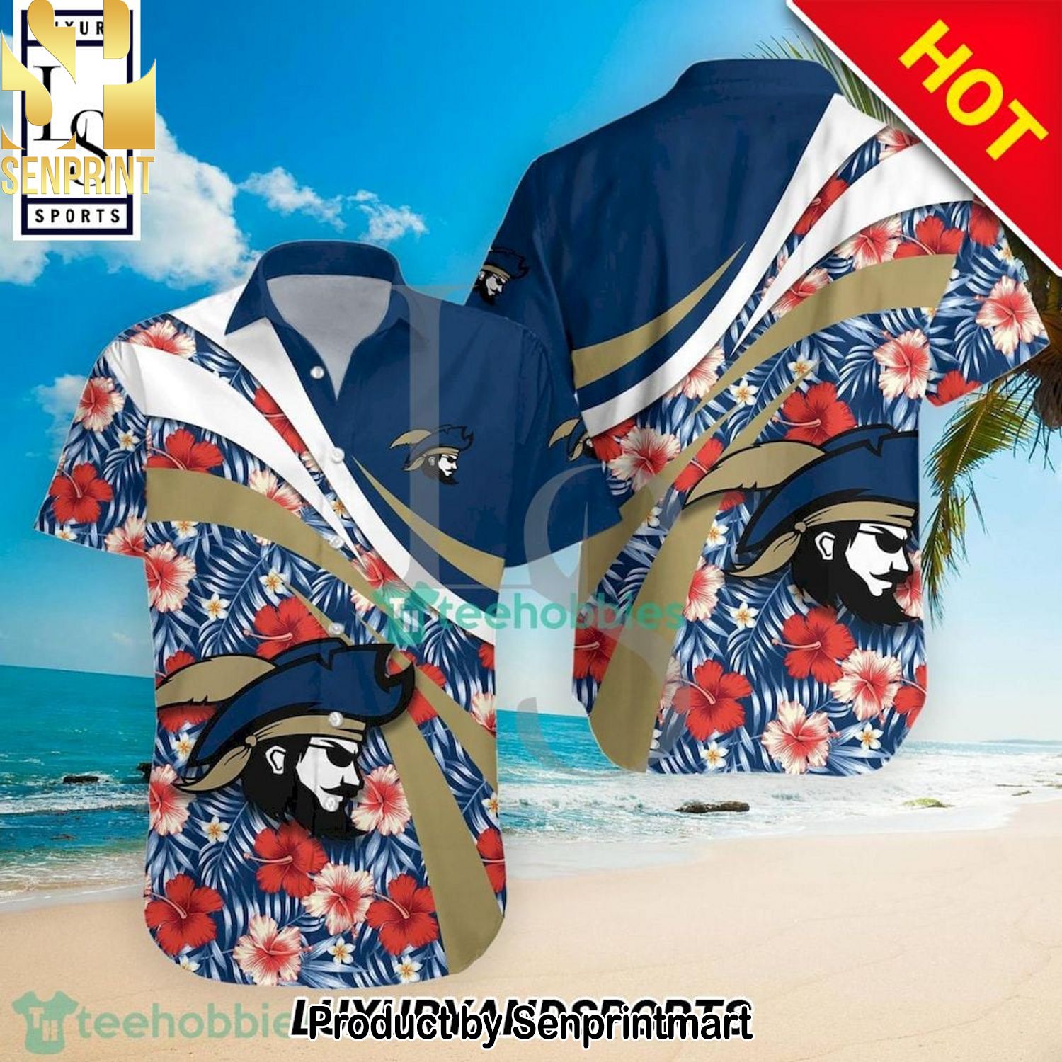 Charleston Southern Buccaneers NCAA Hibiscus Tropical Flower Street Style Hawaiian Shirt and Shorts