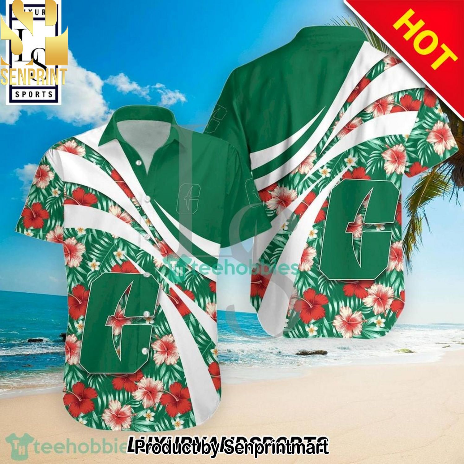 Charlotte ers NCAA Hibiscus Tropical Flower Full Print Hawaiian Shirt and Shorts