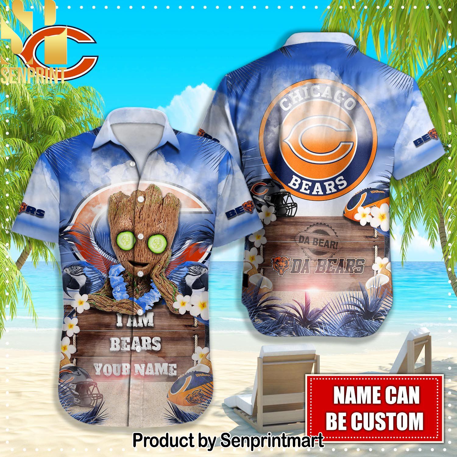Chicago Bears NFL Gift Ideas 3D Hawaiian Shirt and Shorts