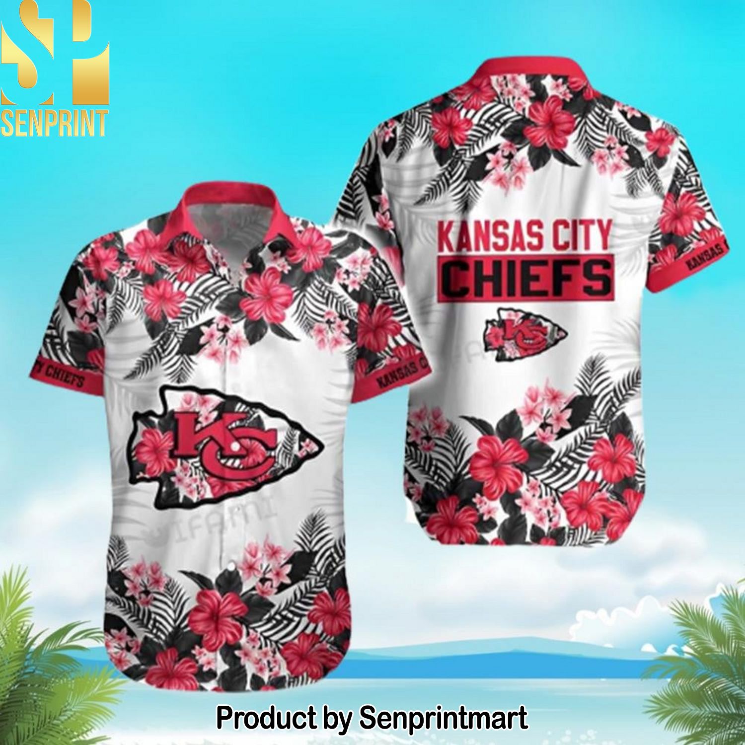 Chiefs Tropical Floral Kansas City Chiefs Full Printed Unisex Hawaiian Shirt and Shorts