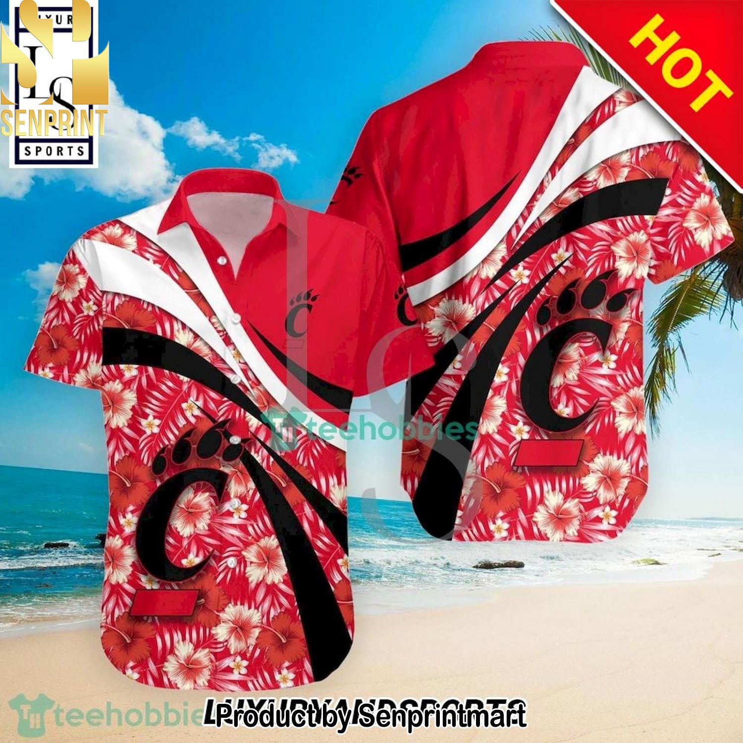 Cincinnati Bearcats NCAA Hibiscus Tropical Flower All Over Printed Hawaiian Shirt and Shorts
