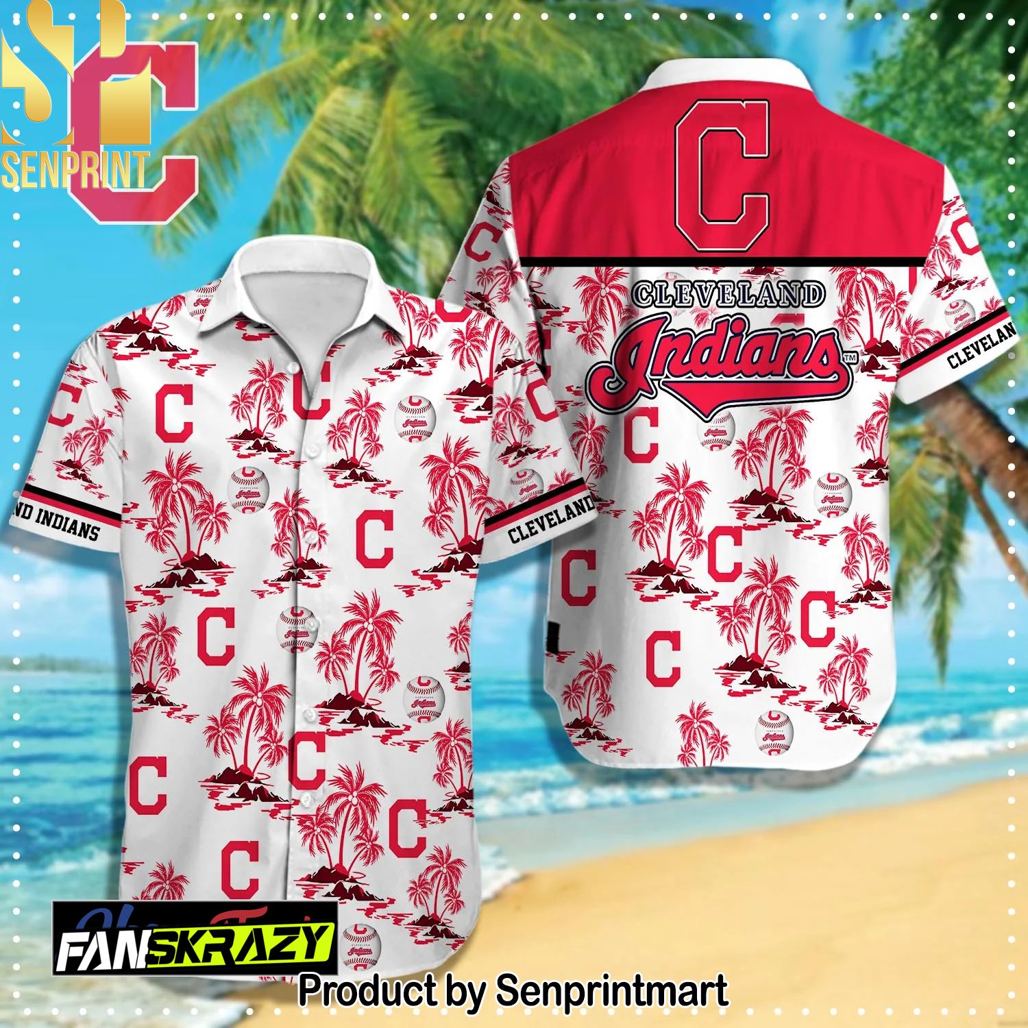 Cleveland Indians MLB Classic Full Print Hawaiian Shirt and Shorts