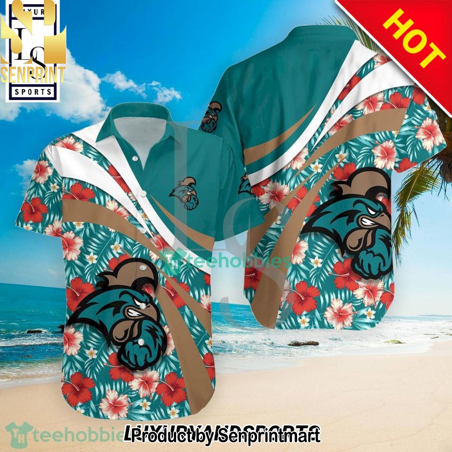 Coastal Carolina Chanticleers NCAA Hibiscus Tropical Flower High Fashion Full Printing Hawaiian Shirt and Shorts