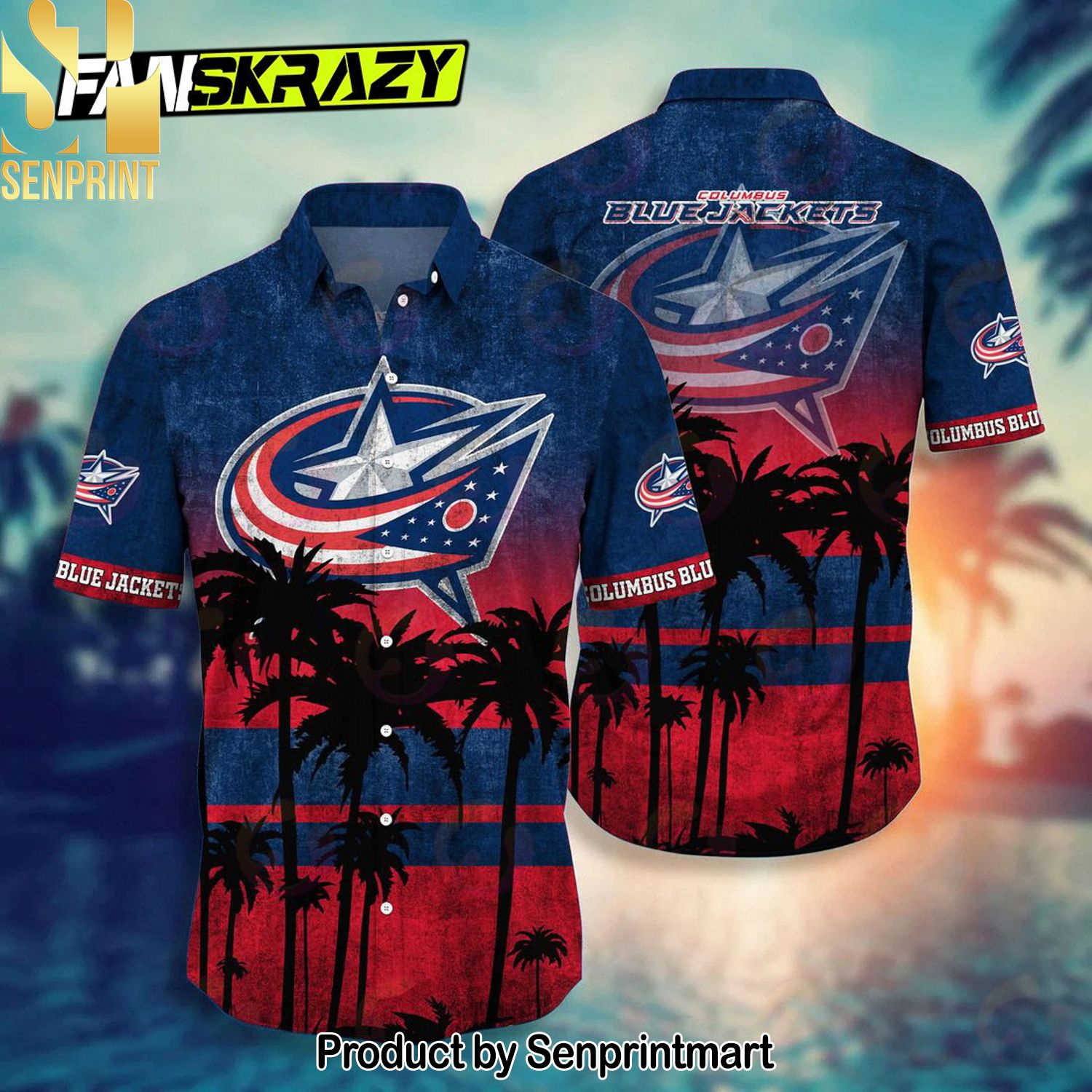 Columbus Blue Jackets NHL Full Printing Unisex Hawaiian Shirt and Shorts