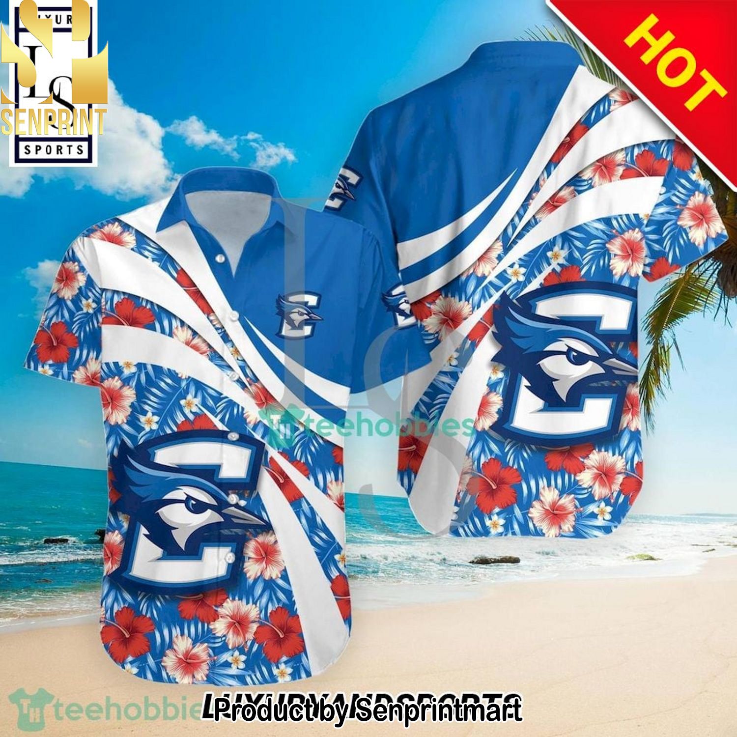 Creighton Bluejays NCAA Hibiscus Tropical Flower Best Outfit 3D Hawaiian Shirt and Shorts