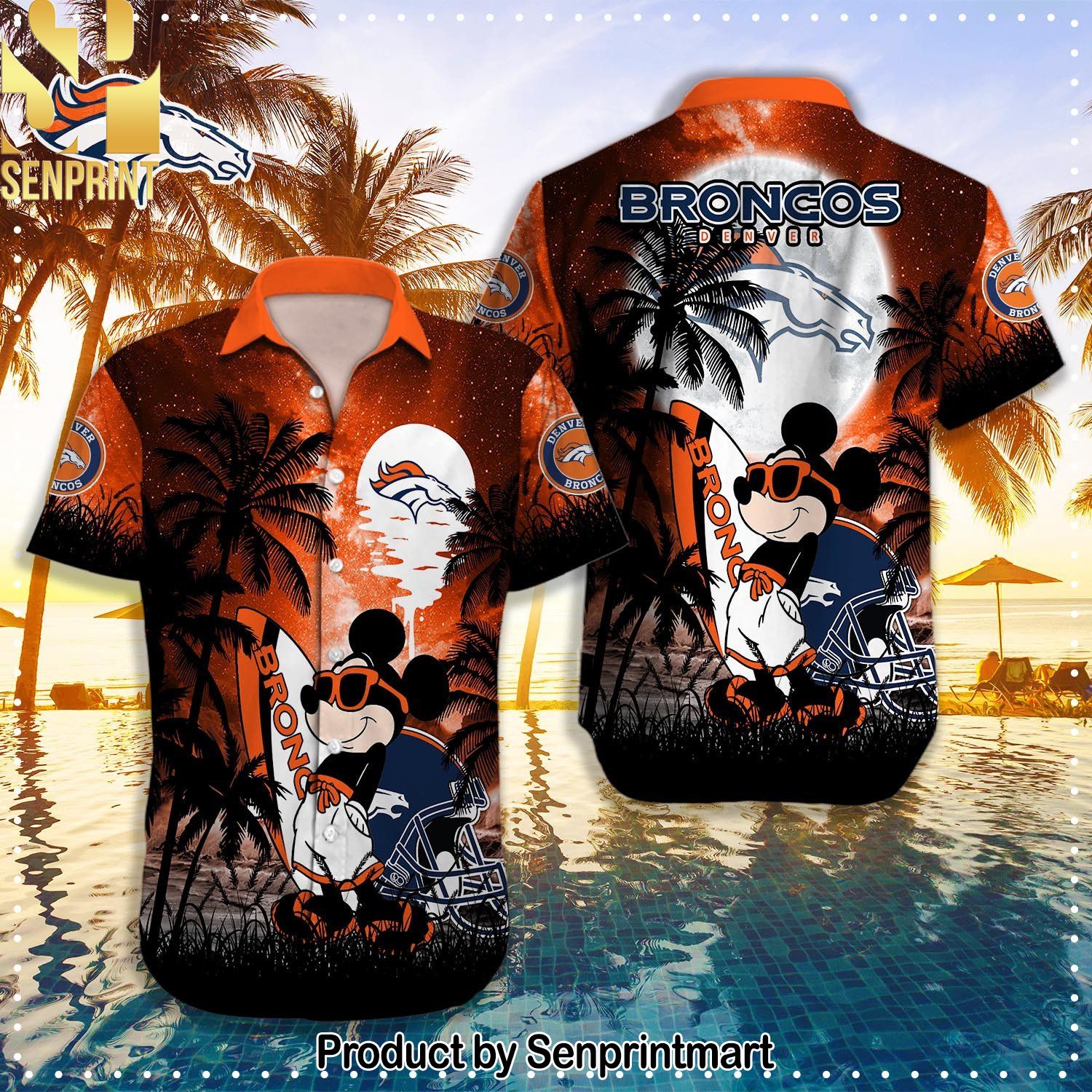 Denver Broncos NFL 3D Hawaiian Shirt and Shorts