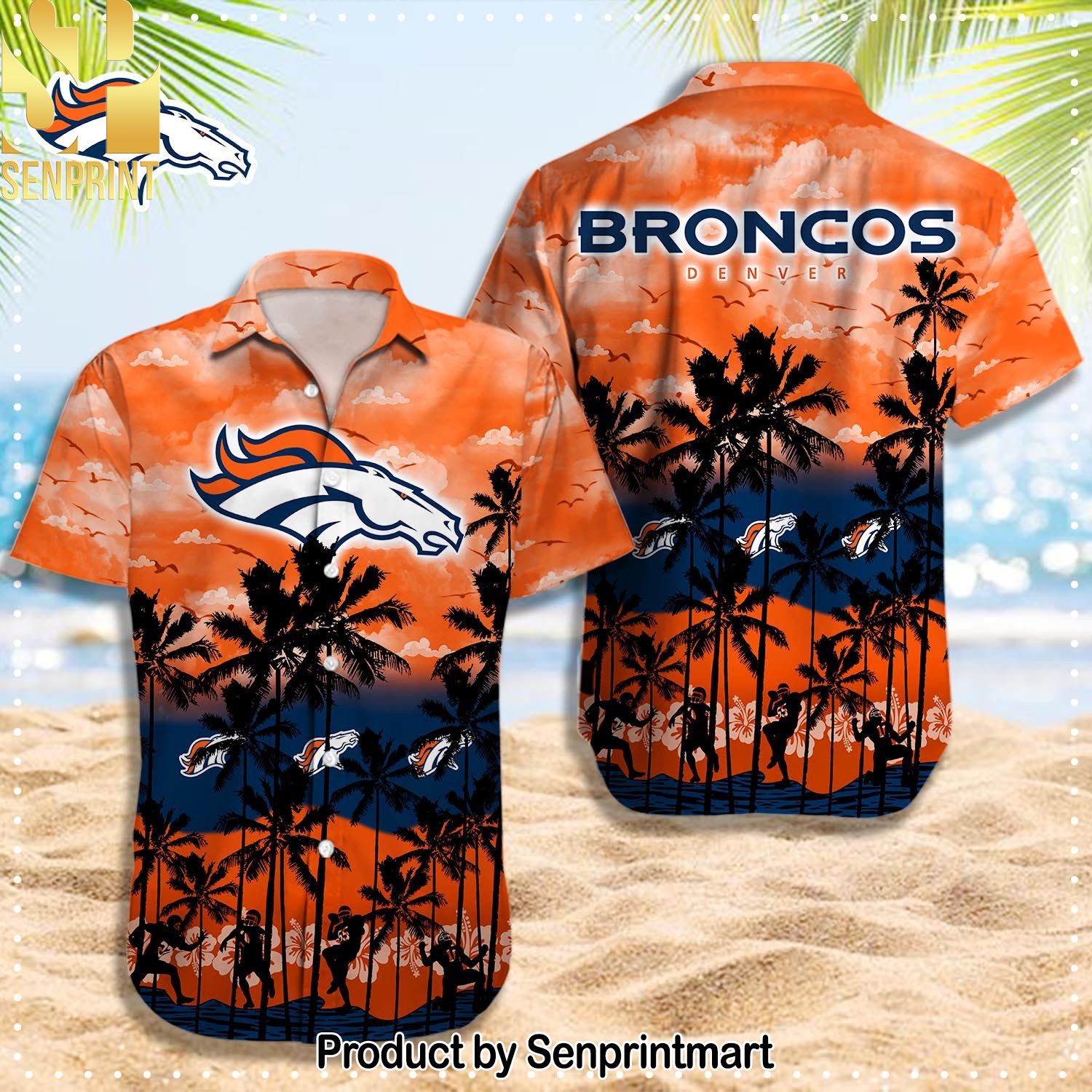 Denver Broncos NFL Unisex All Over Print Hawaiian Shirt and Shorts