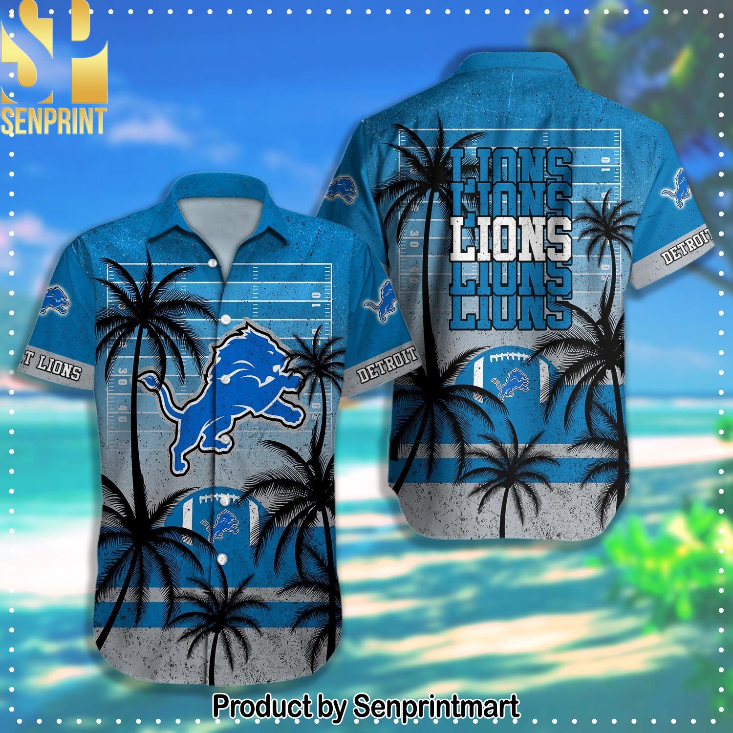Detroit Lions NFL All Over Print Unisex Hawaiian Shirt and Shorts