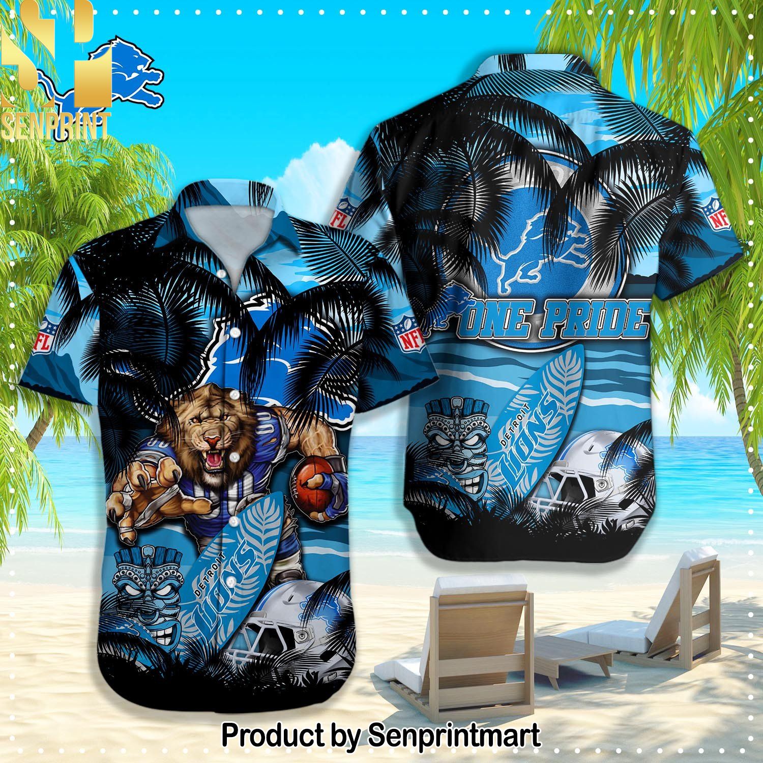 Detroit Lions NFL Cool Version Hawaiian Shirt and Shorts