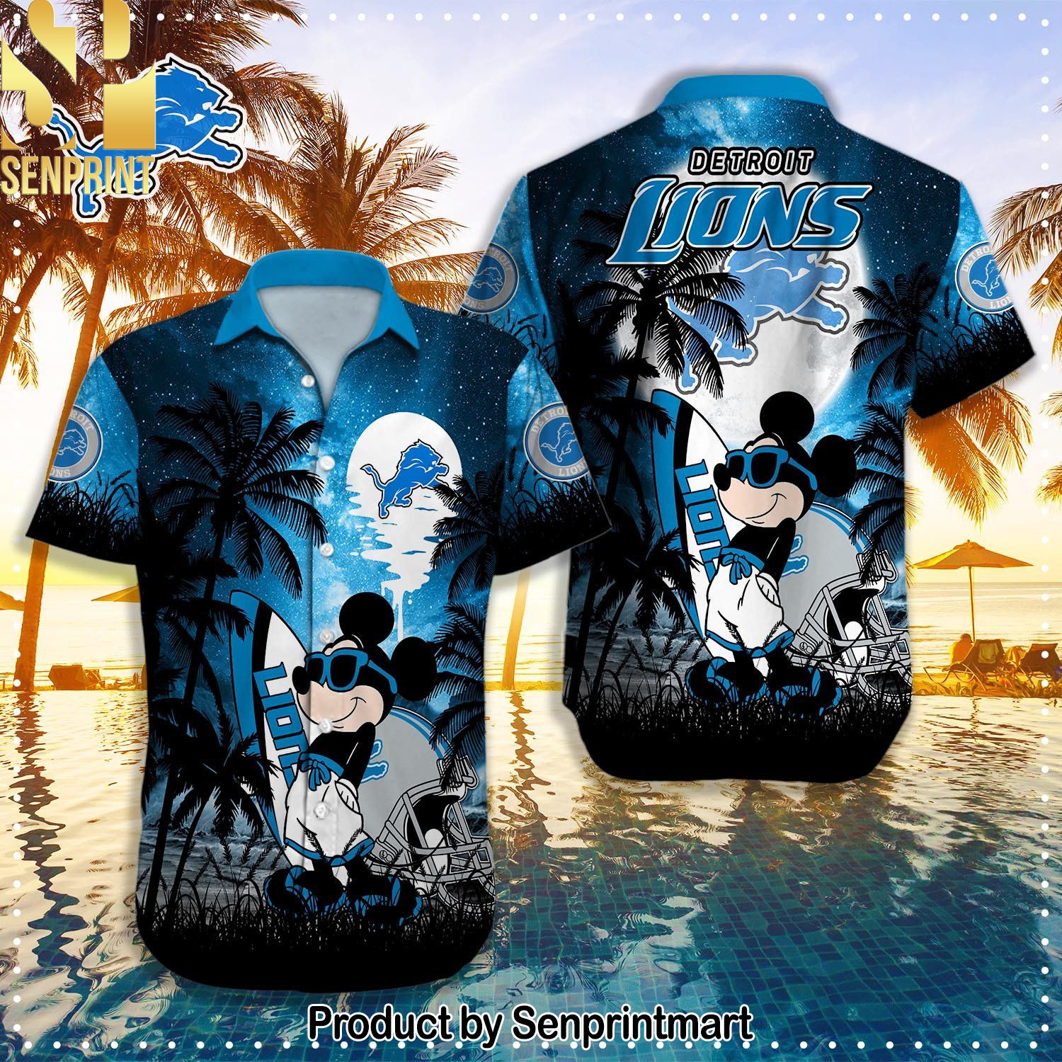 Detroit Lions NFL High Fashion Full Printing Hawaiian Shirt and Shorts