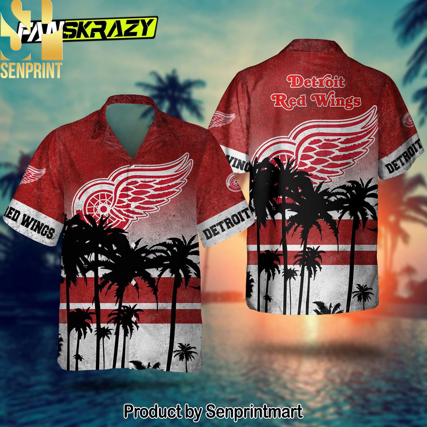 Detroit Red Wings NHL Unisex All Over Print Hawaiian Shirt and Shorts