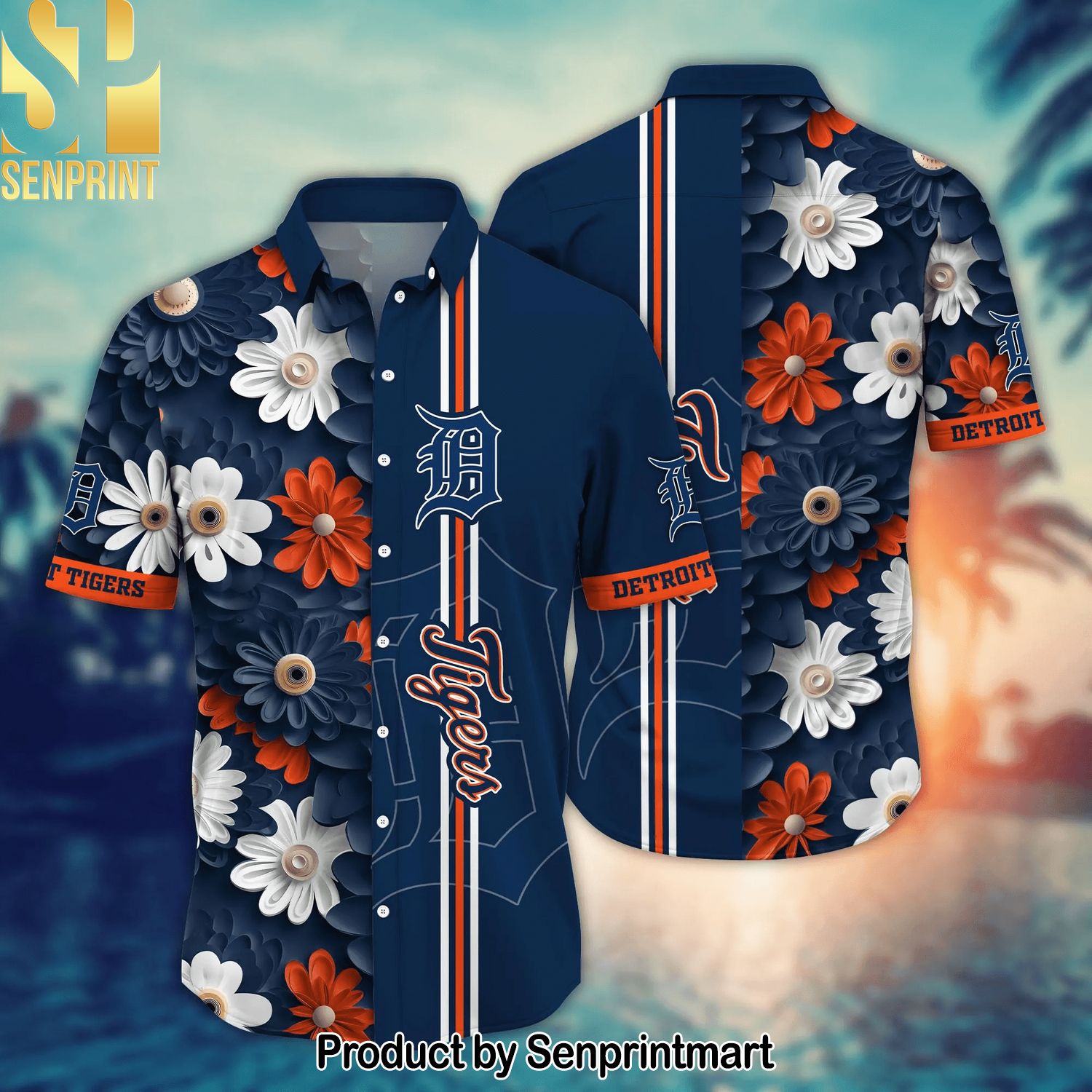Detroit Tigers MLB Flower All Over Print Unisex Hawaiian Shirt and Shorts