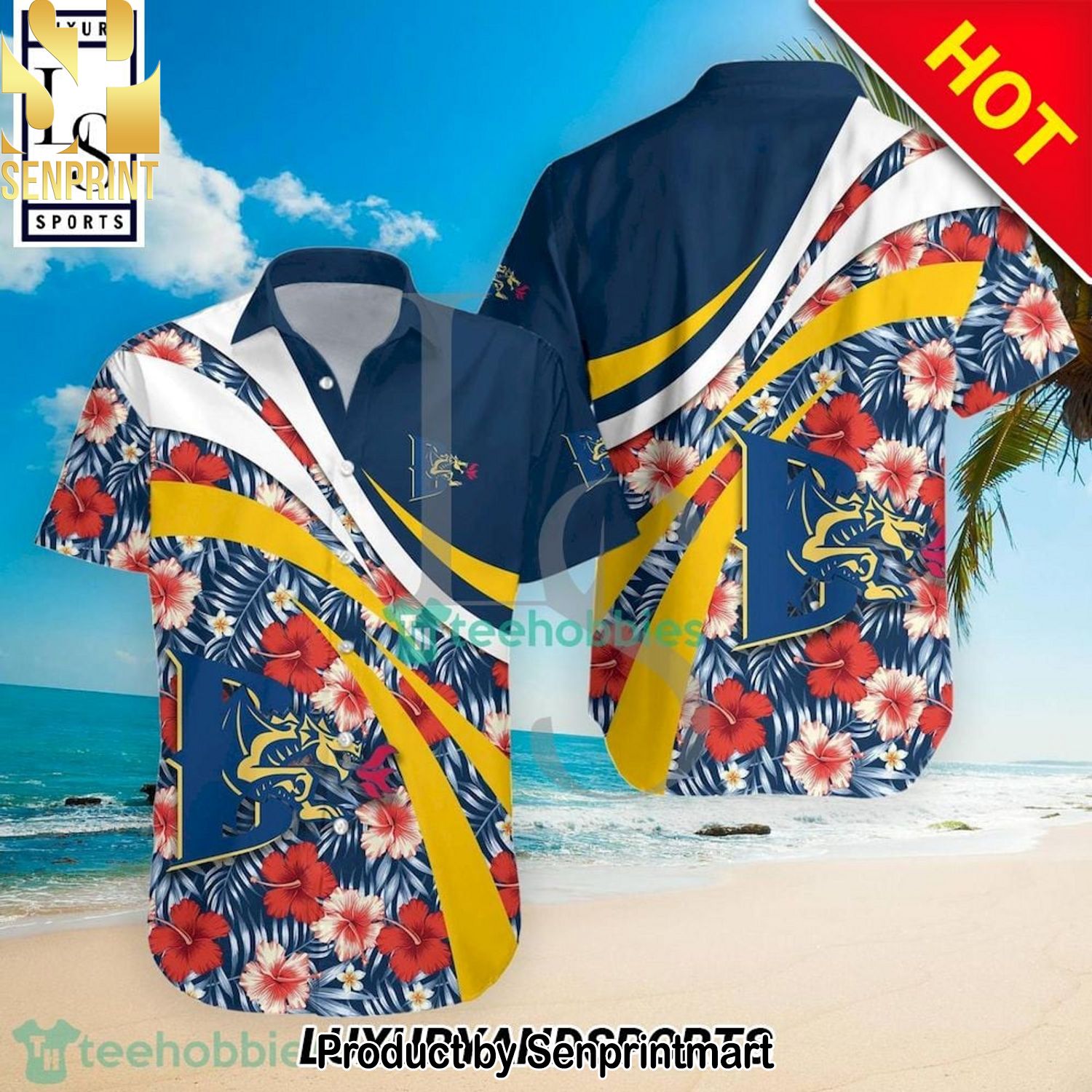 Drexel Dragons NCAA Hibiscus Tropical Flower Best Combo Full Printing Hawaiian Shirt and Shorts