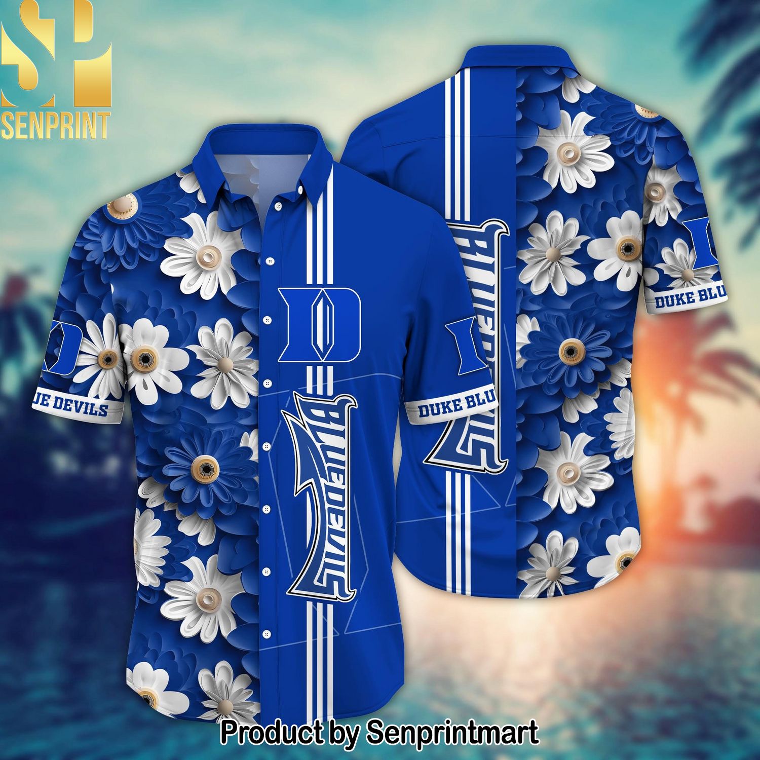 Duke Blue Devils NCAA Flower Pattern Full Printed Hawaiian Shirt and Shorts