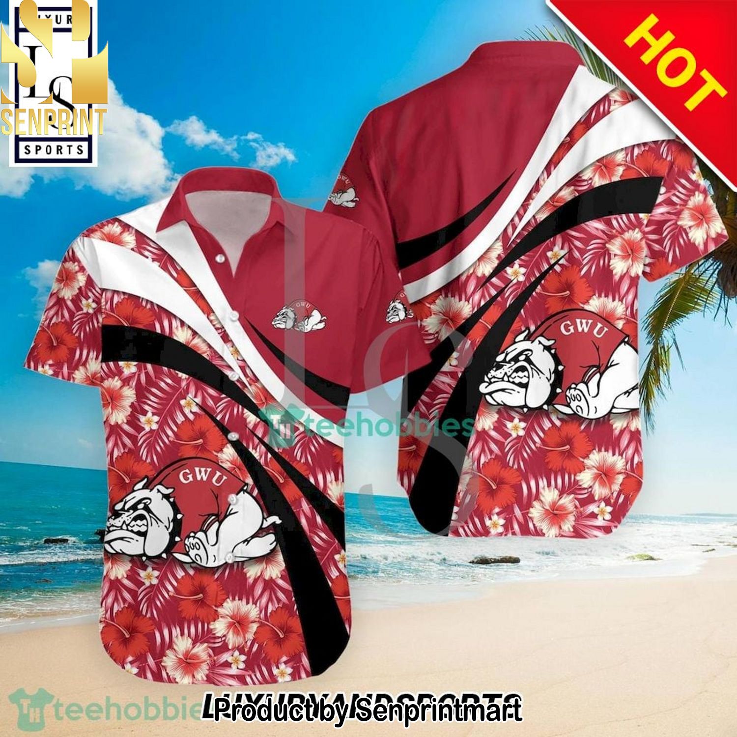 Gardner-Webb Runnin’ Bulldogs NCAA Hibiscus Tropical Flower Full Print 3D Hawaiian Shirt and Shorts